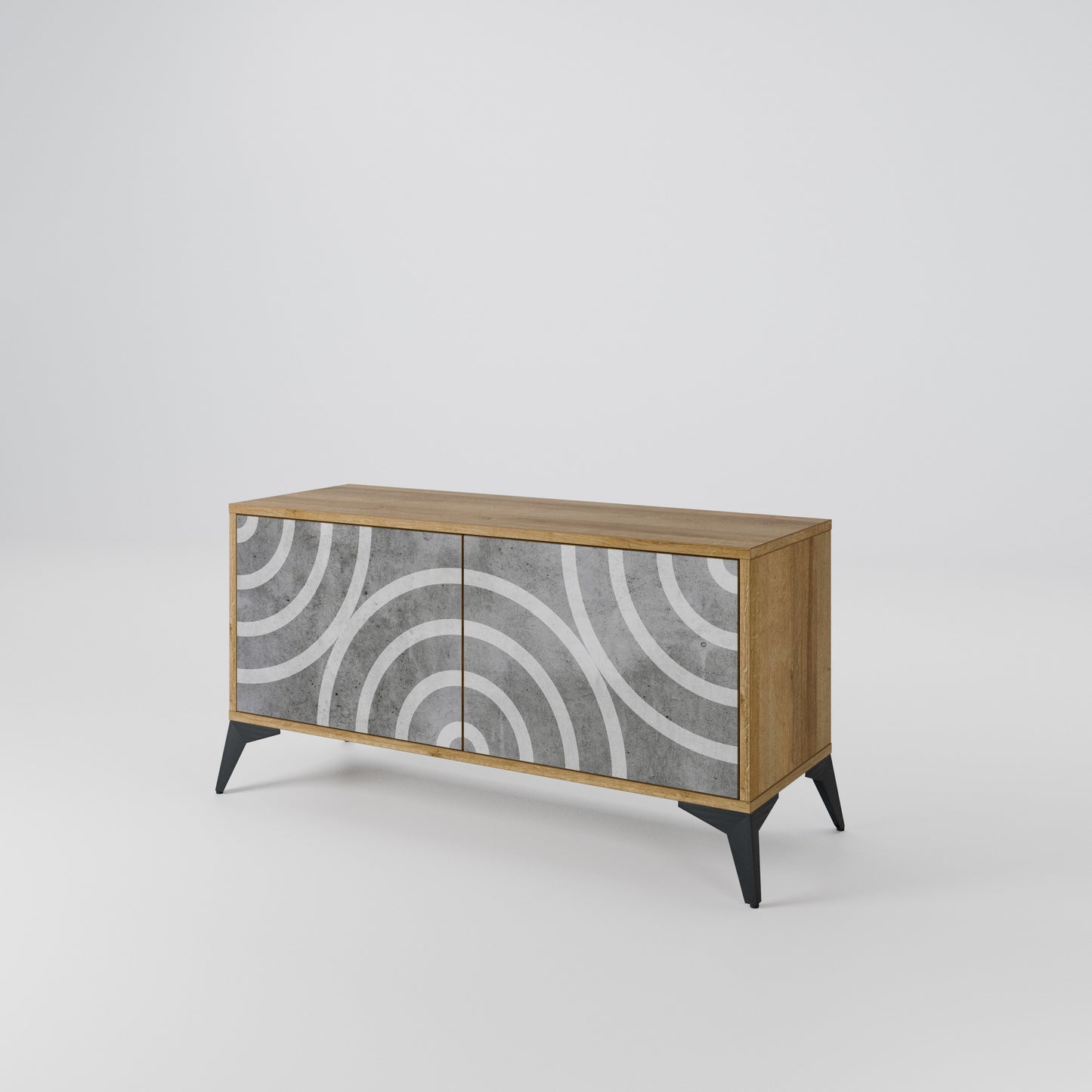 CIRCLE CONCRETE Mobile TV Compatto a 2 Ante