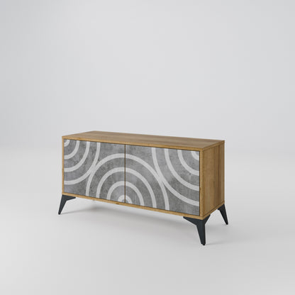 CIRCLE CONCRETE Mobile TV Compatto a 2 Ante