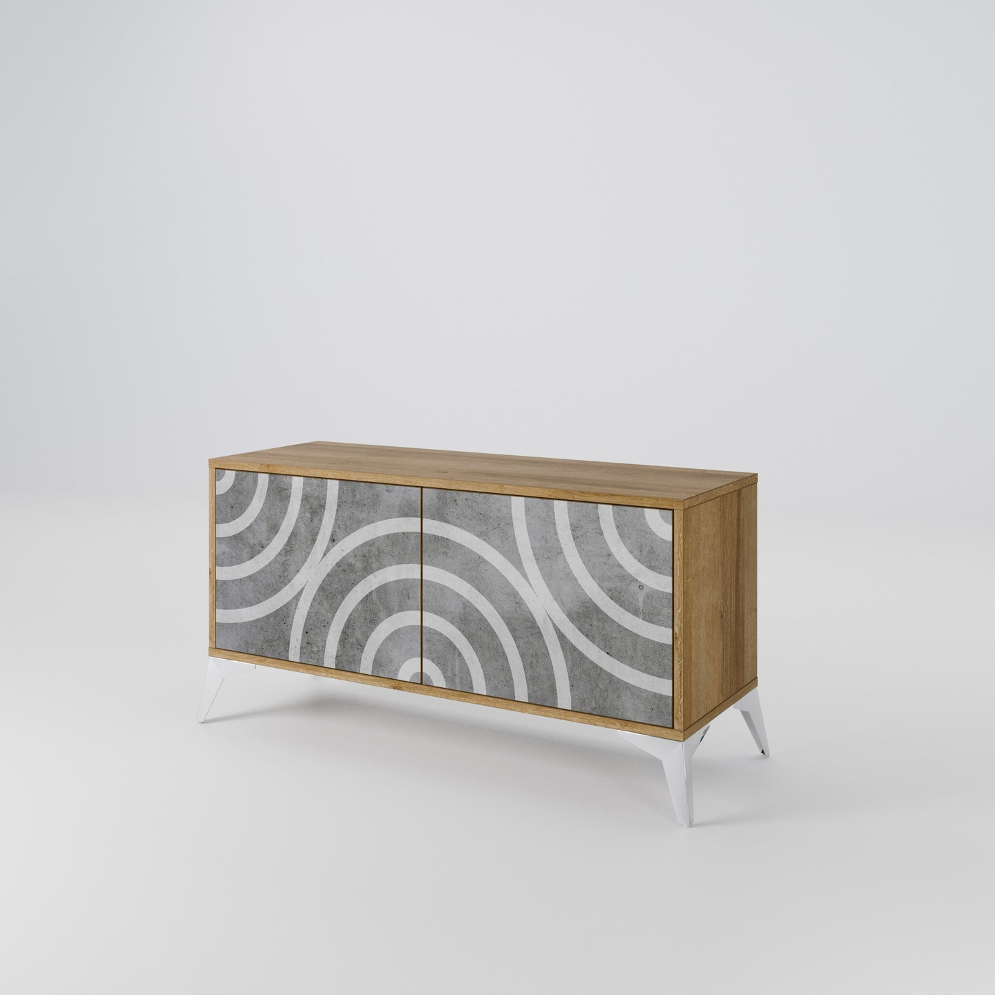 CIRCLE CONCRETE Mobile TV Compatto a 2 Ante