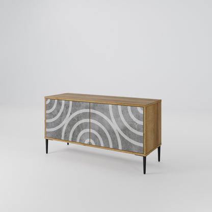 CIRCLE CONCRETE Mobile TV Compatto a 2 Ante