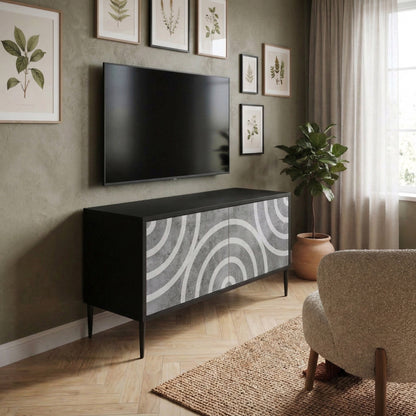 CIRCLE CONCRETE Mobile TV Compatto a 2 Ante
