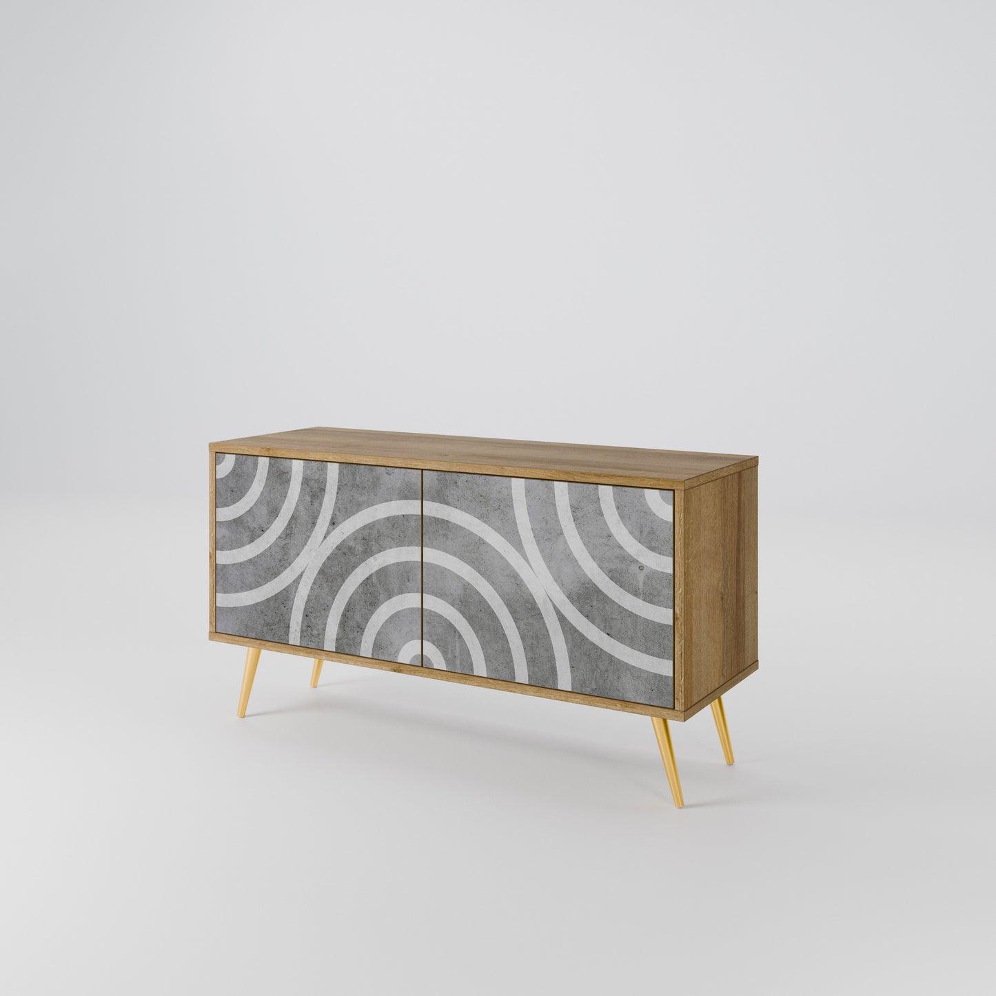 CIRCLE CONCRETE Mobile TV Compatto a 2 Ante
