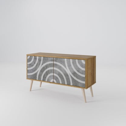 CIRCLE CONCRETE Mobile TV Compatto a 2 Ante