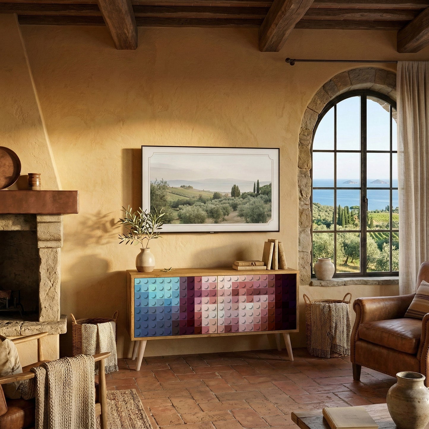 CONSTRUCTIVE ART Mobile TV Compatto a 2 Ante