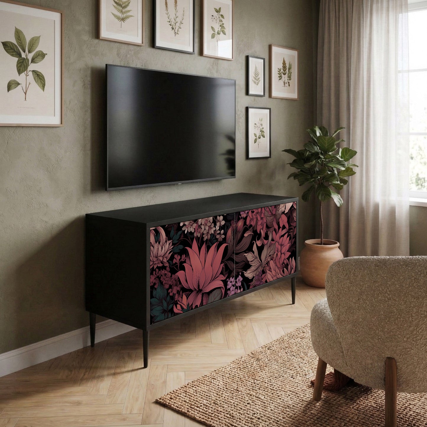 FLORAL WHISPER Mobile TV Compatto a 2 Ante
