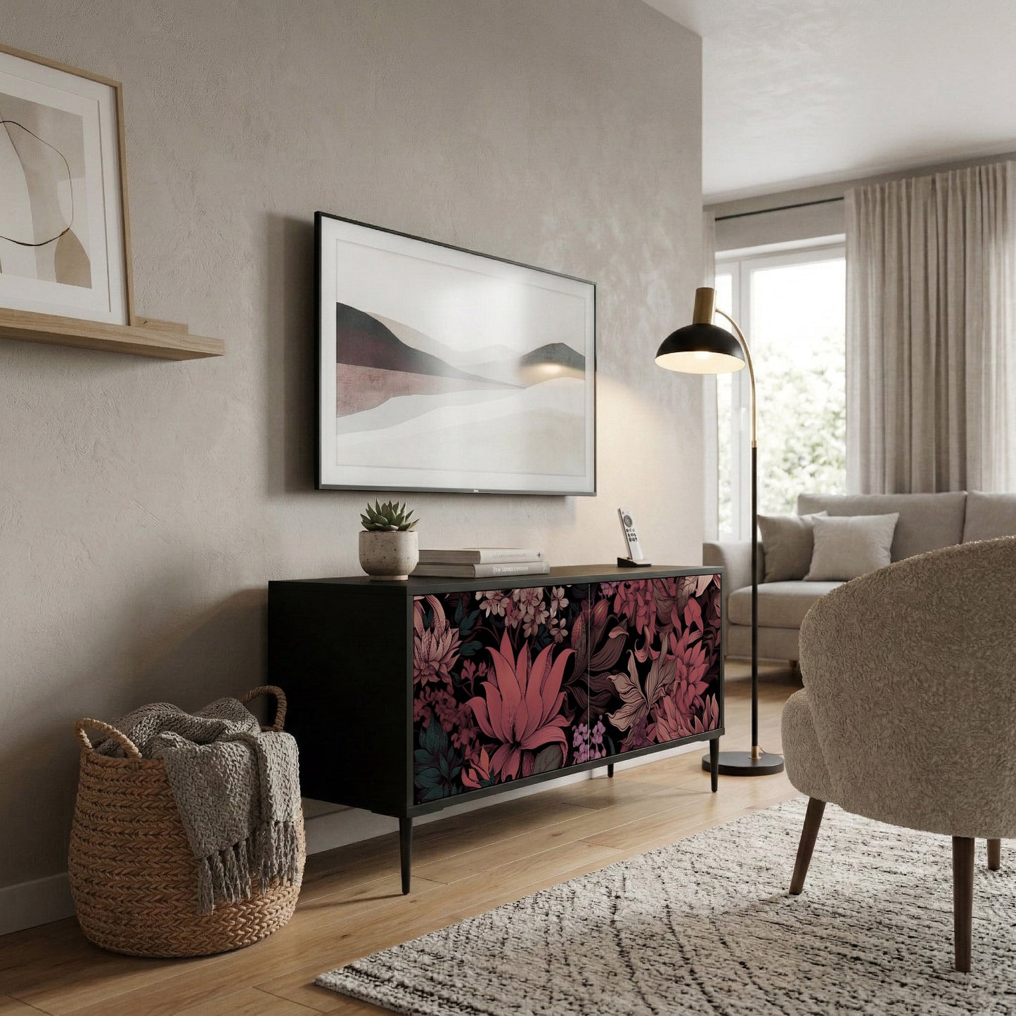 FLORAL WHISPER Mobile TV Compatto a 2 Ante