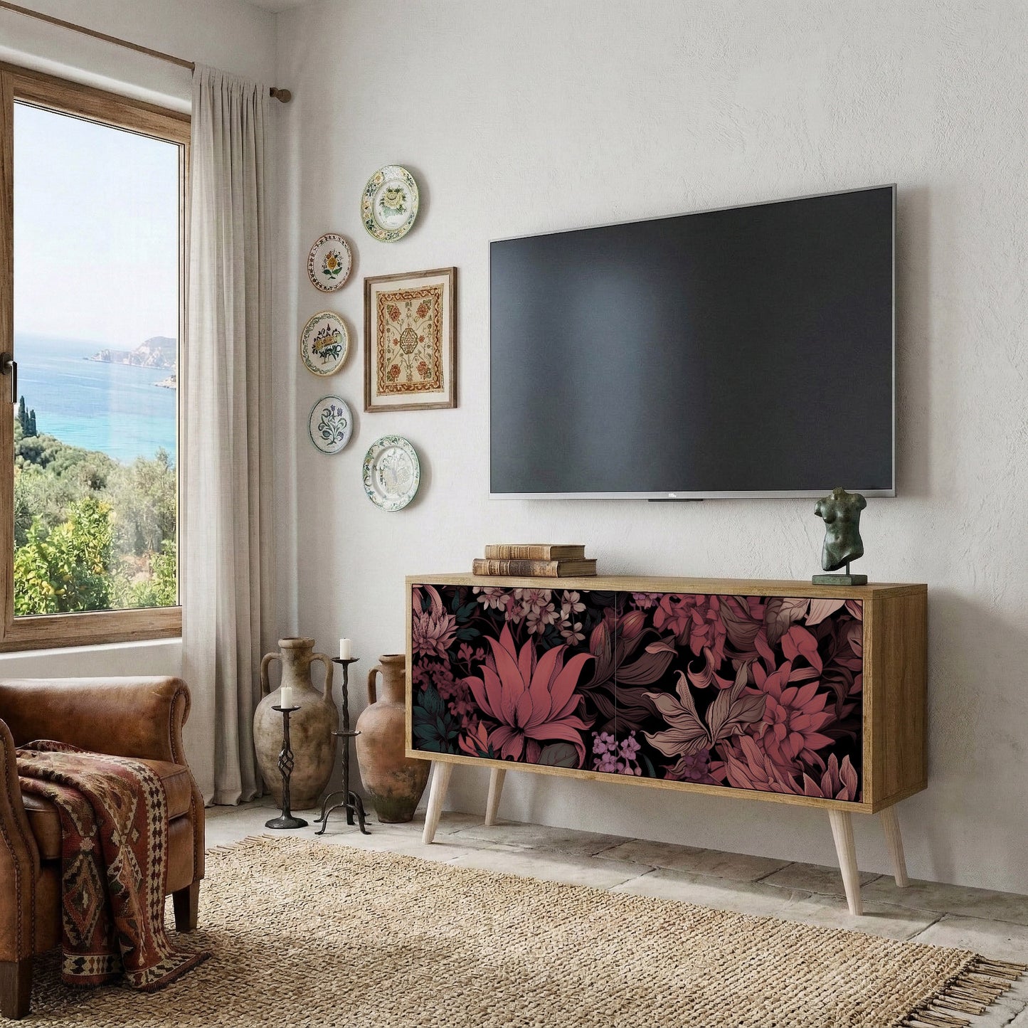 FLORAL WHISPER Mobile TV Compatto a 2 Ante