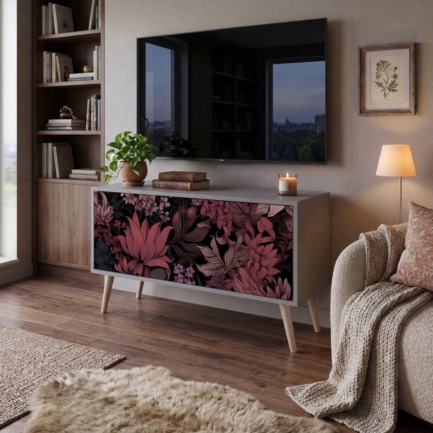 FLORAL WHISPER Mobile TV Compatto a 2 Ante