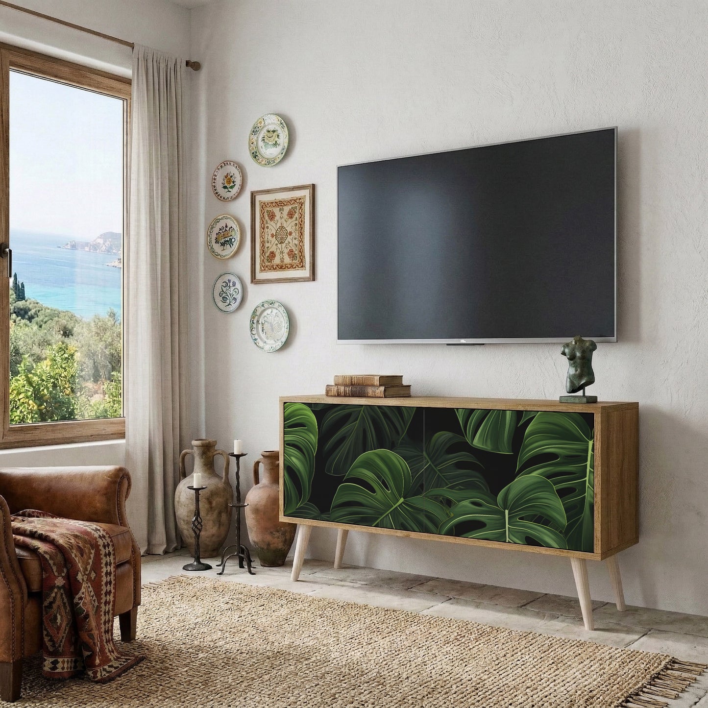 INFINITE MONSTERA Mobile TV Compatto a 2 Ante