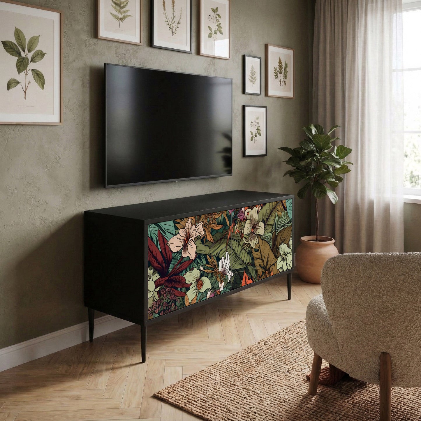 BOTANICAL EMERGENCE Mobile TV Compatto a 2 Ante