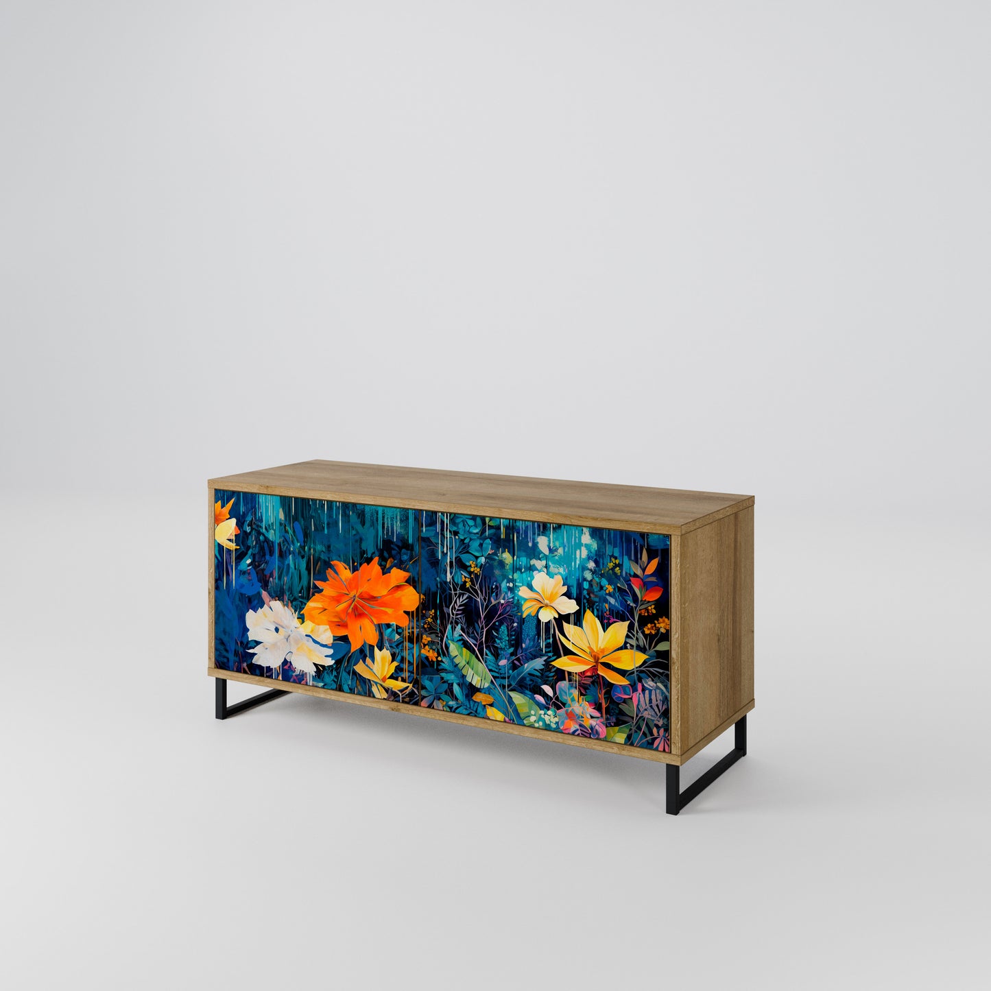 MIDNIGHT BLOSSOM Compact 2-Door TV Cabinet