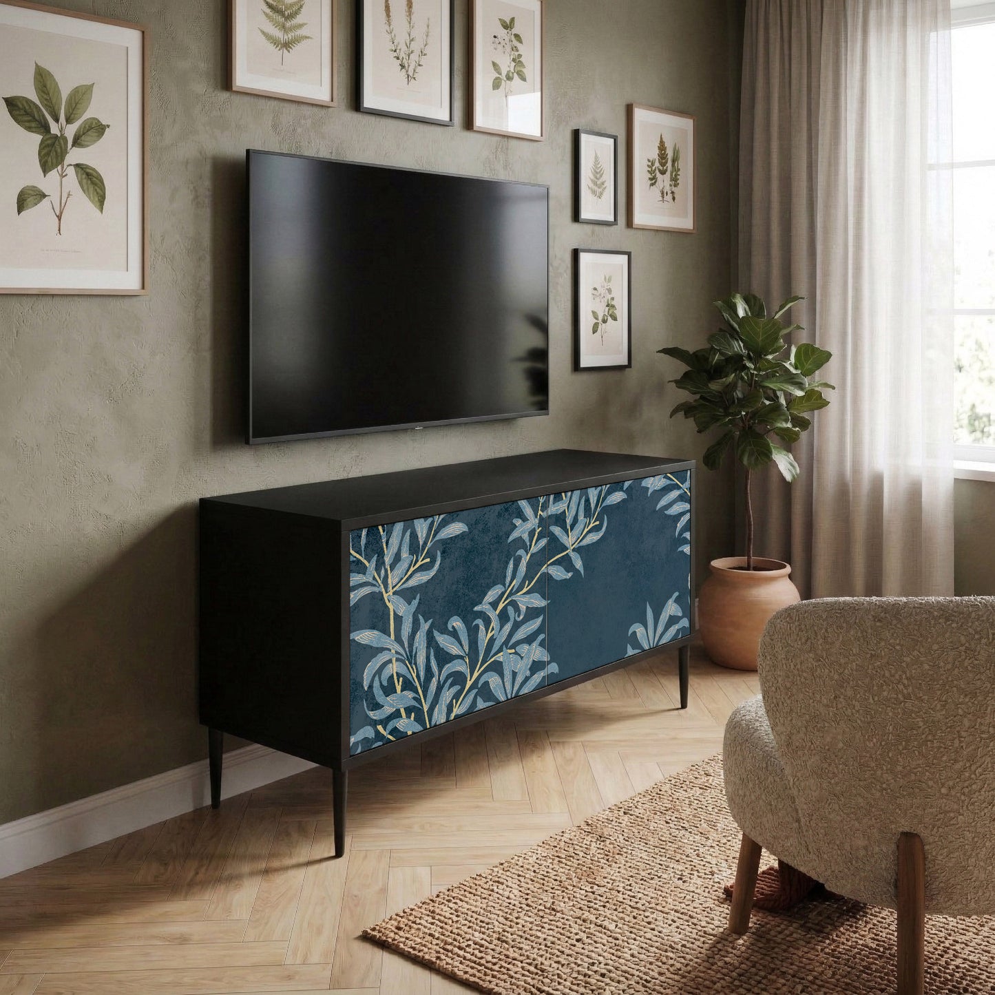 BLUE LEAVES Mobile TV Compatto a 2 Ante