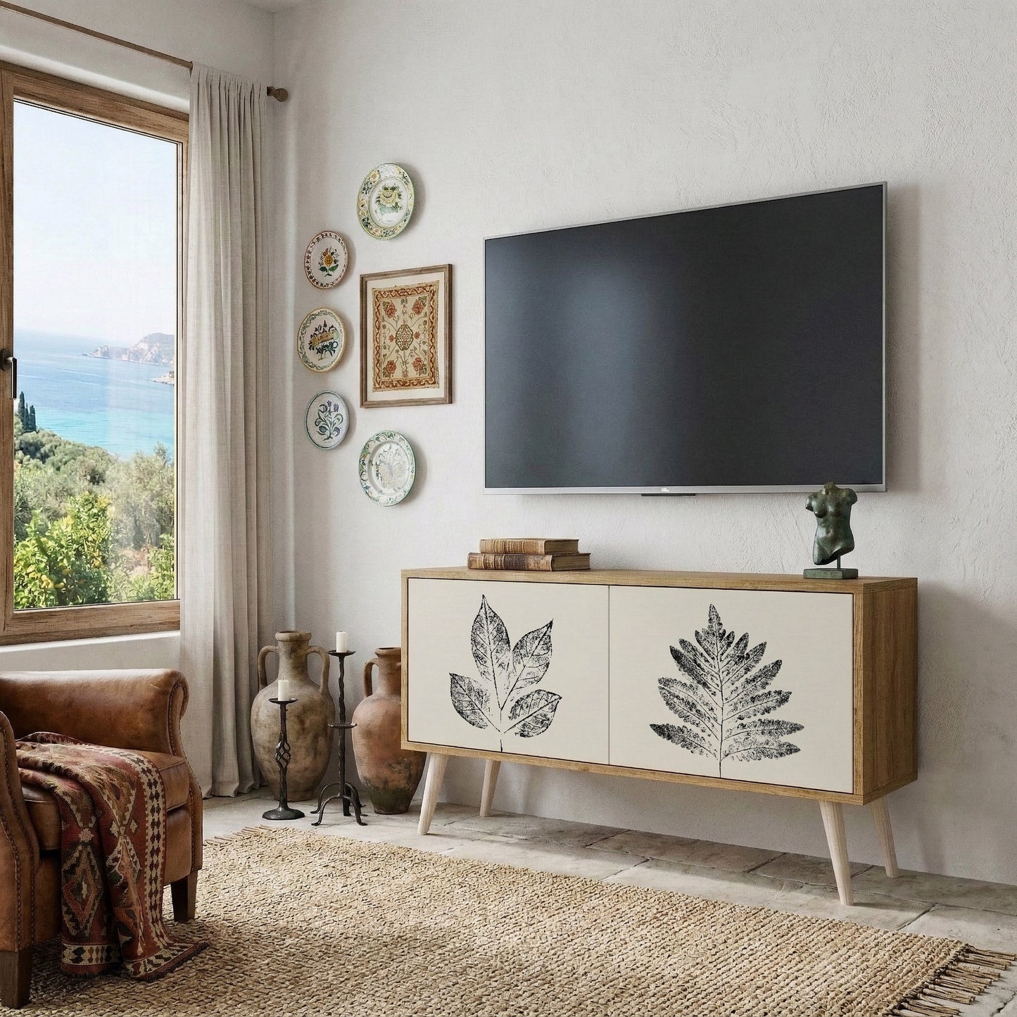 LEAFY STAMPS Mobile TV Compatto a 2 Ante