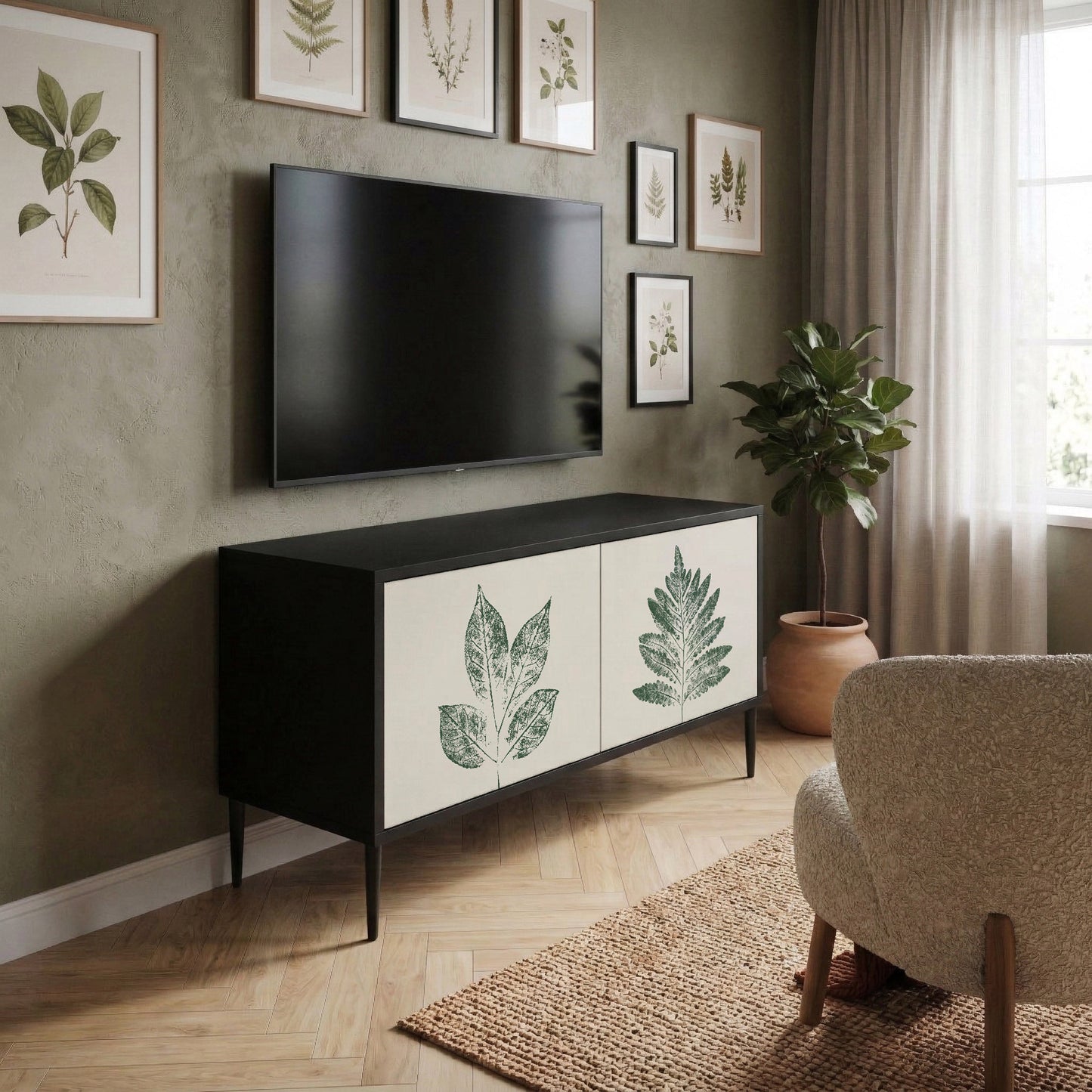 GREEN LEAFY STAMPS Mobile TV Compatto a 2 Ante
