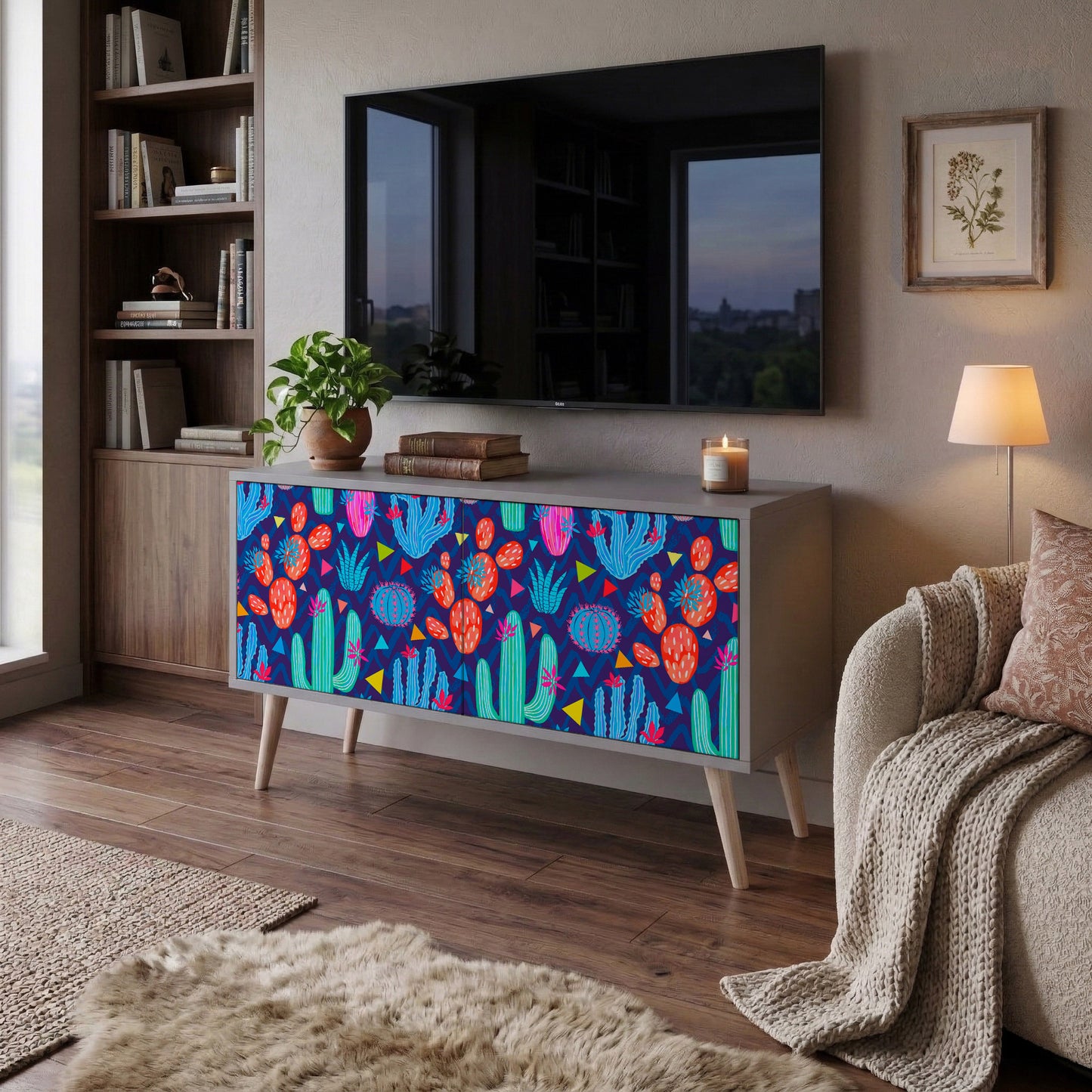 CACTUS VIBES Mobile TV Compatto a 2 Ante