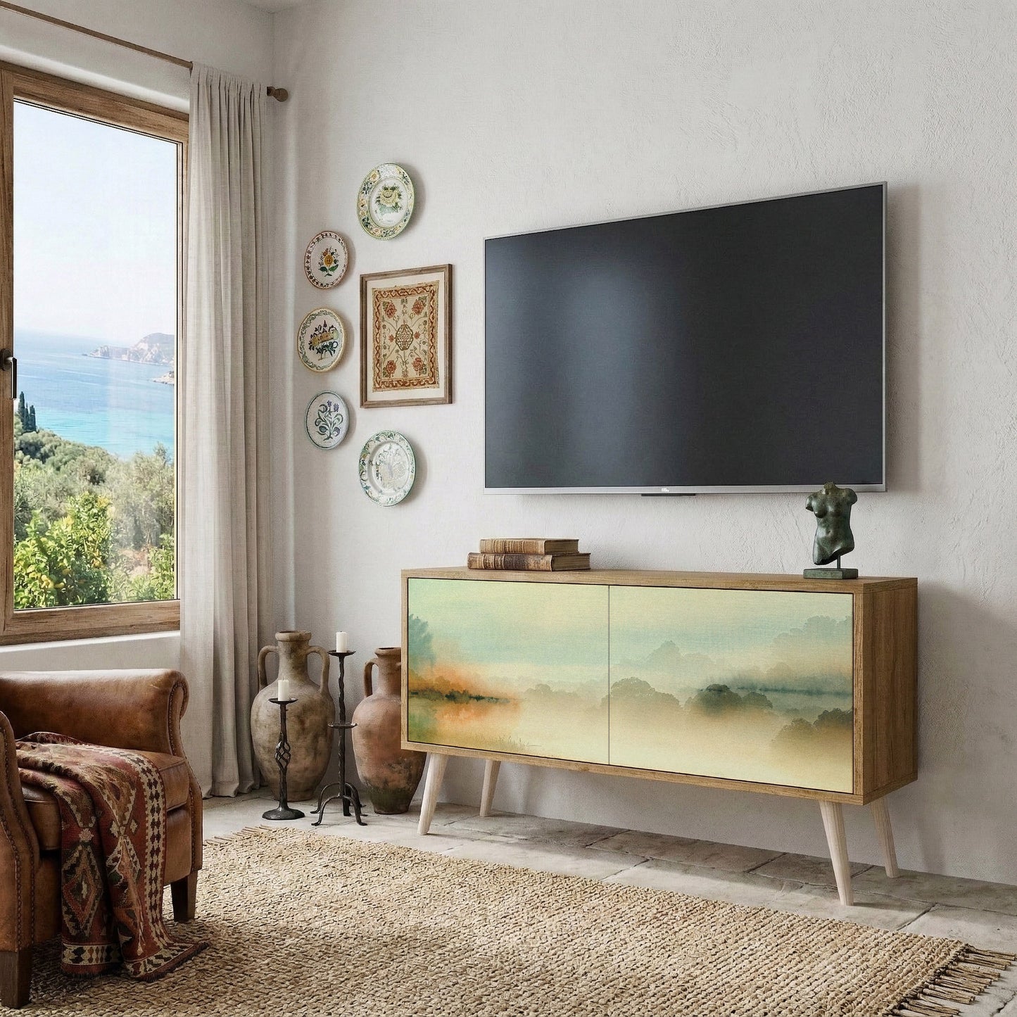 MORNING BY THE LAKE Mobile TV Compatto a 2 Ante