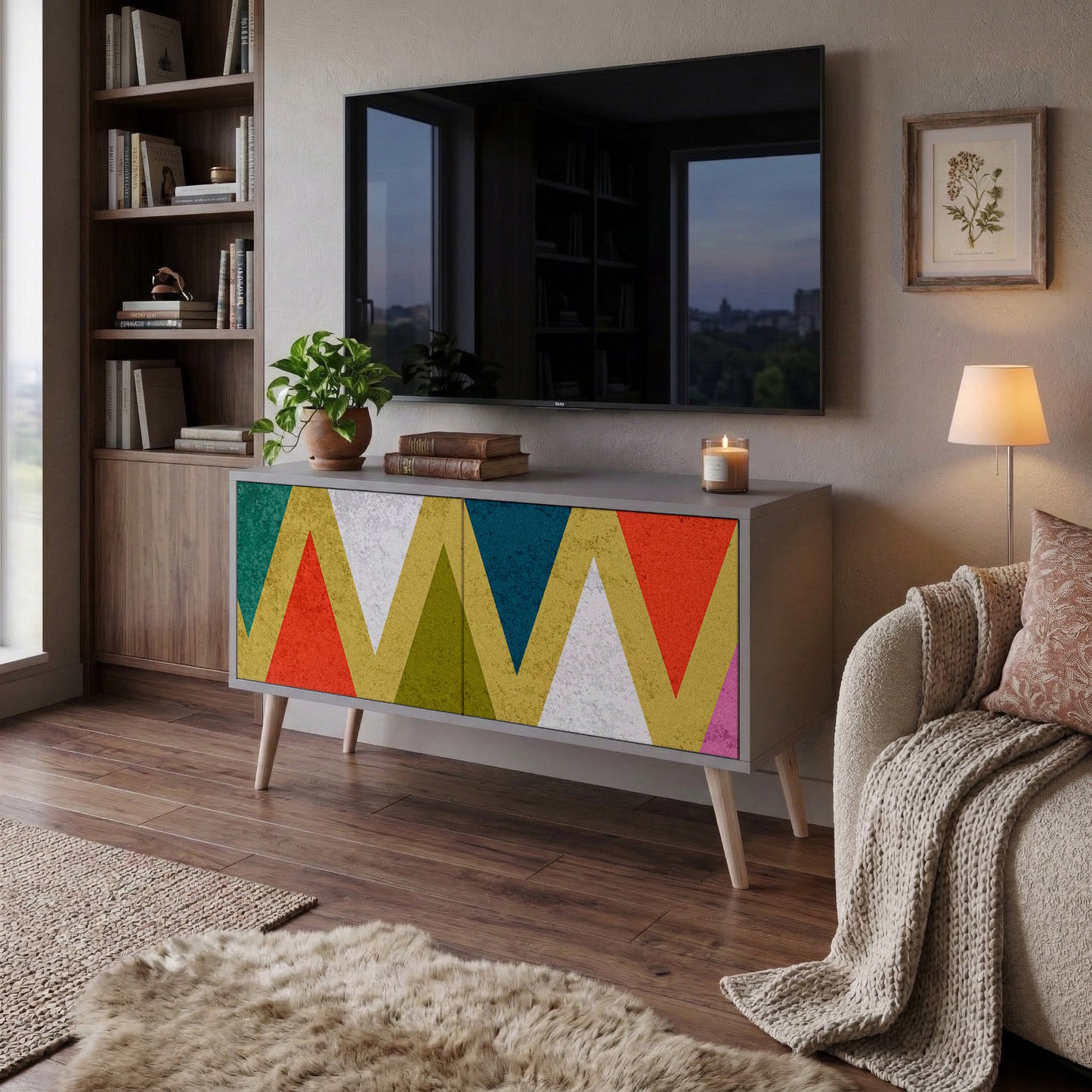 COLORFUL TRIANGLES Mobile TV Compatto a 2 Ante