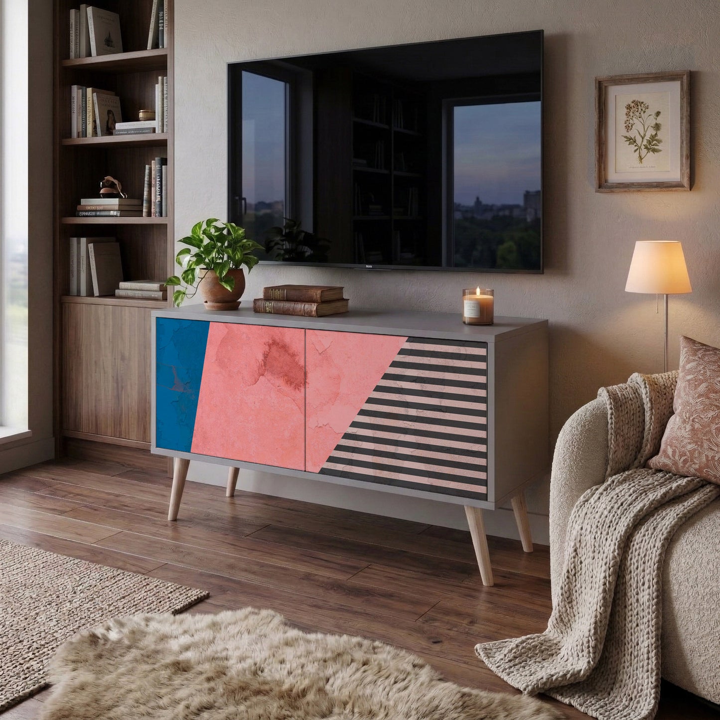 GLAMOROUS STRIPE Mobile TV Compatto a 2 Ante