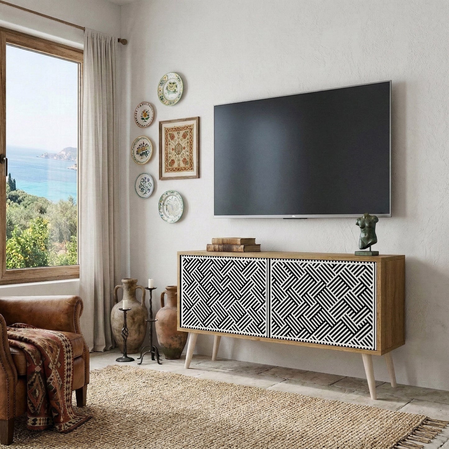 TEMPORARY SEQUENCE Compact 2-Door TV Cabinet