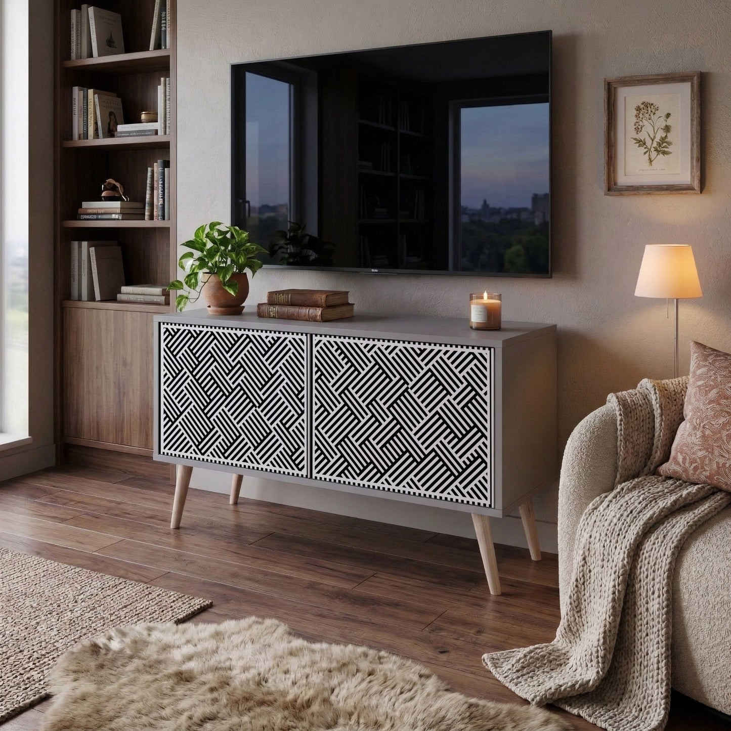 TEMPORARY SEQUENCE Compact 2-Door TV Cabinet