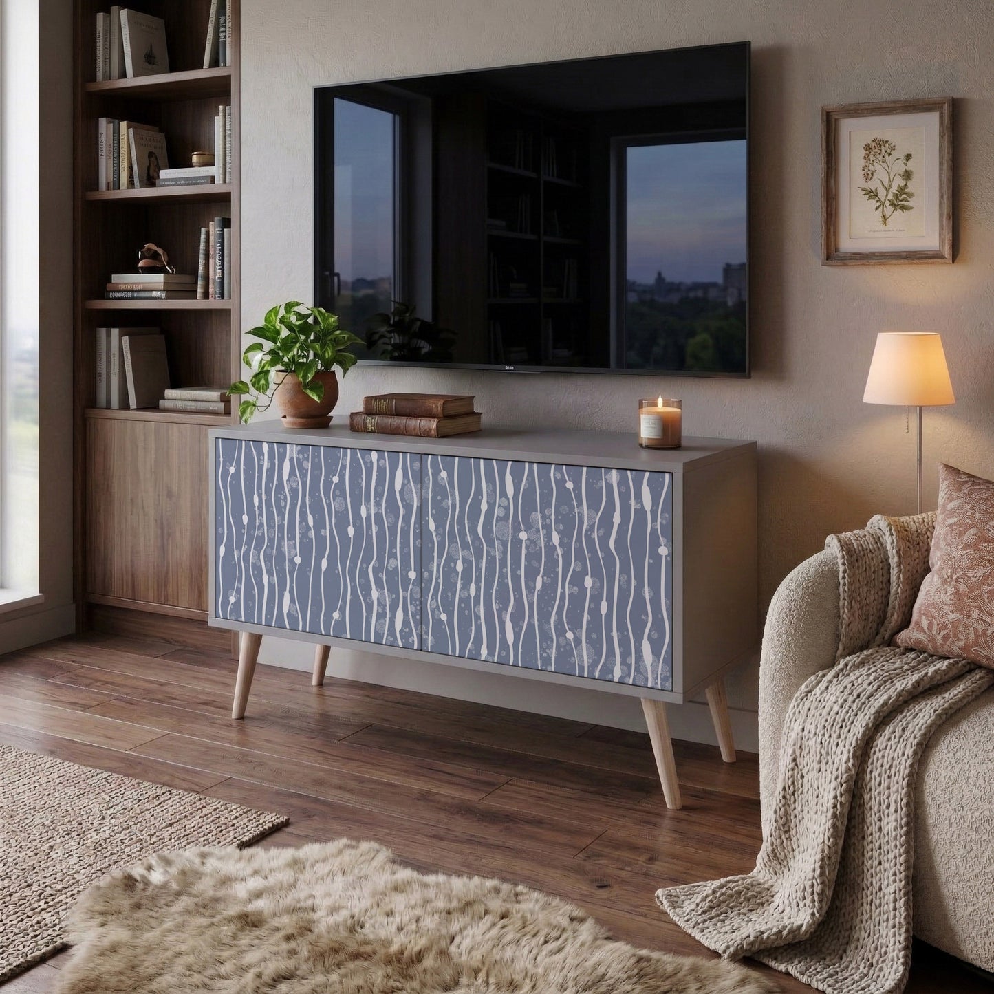 GRAPHITE RAIN Compact 2-Door TV Cabinet