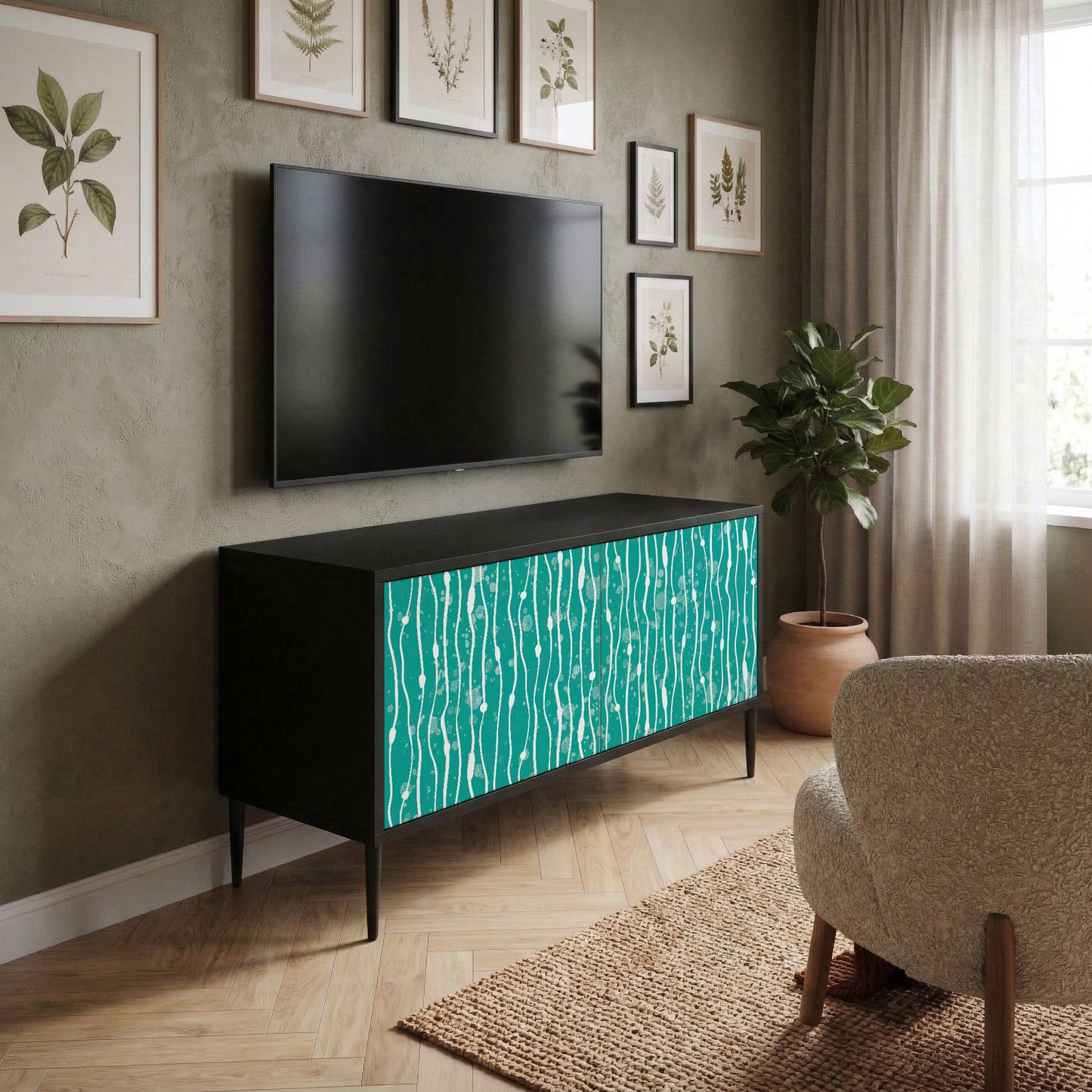 TURQUOISE RAIN Mobile TV Compatto a 2 Ante
