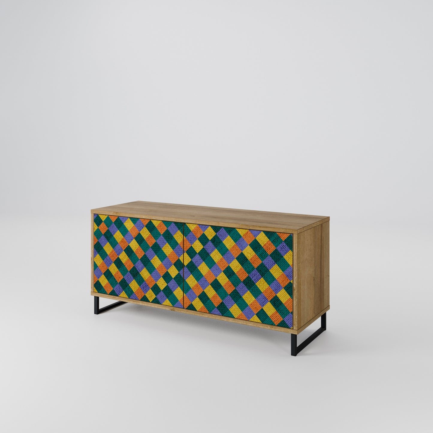 PAINTED SQUARES MIX Compact 2-Door TV Cabinet