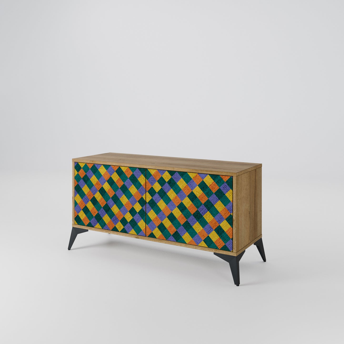 PAINTED SQUARES MIX Compact 2-Door TV Cabinet