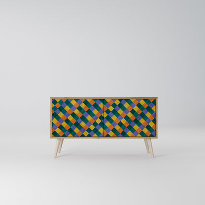 PAINTED SQUARES MIX Compact 2-Door TV Cabinet