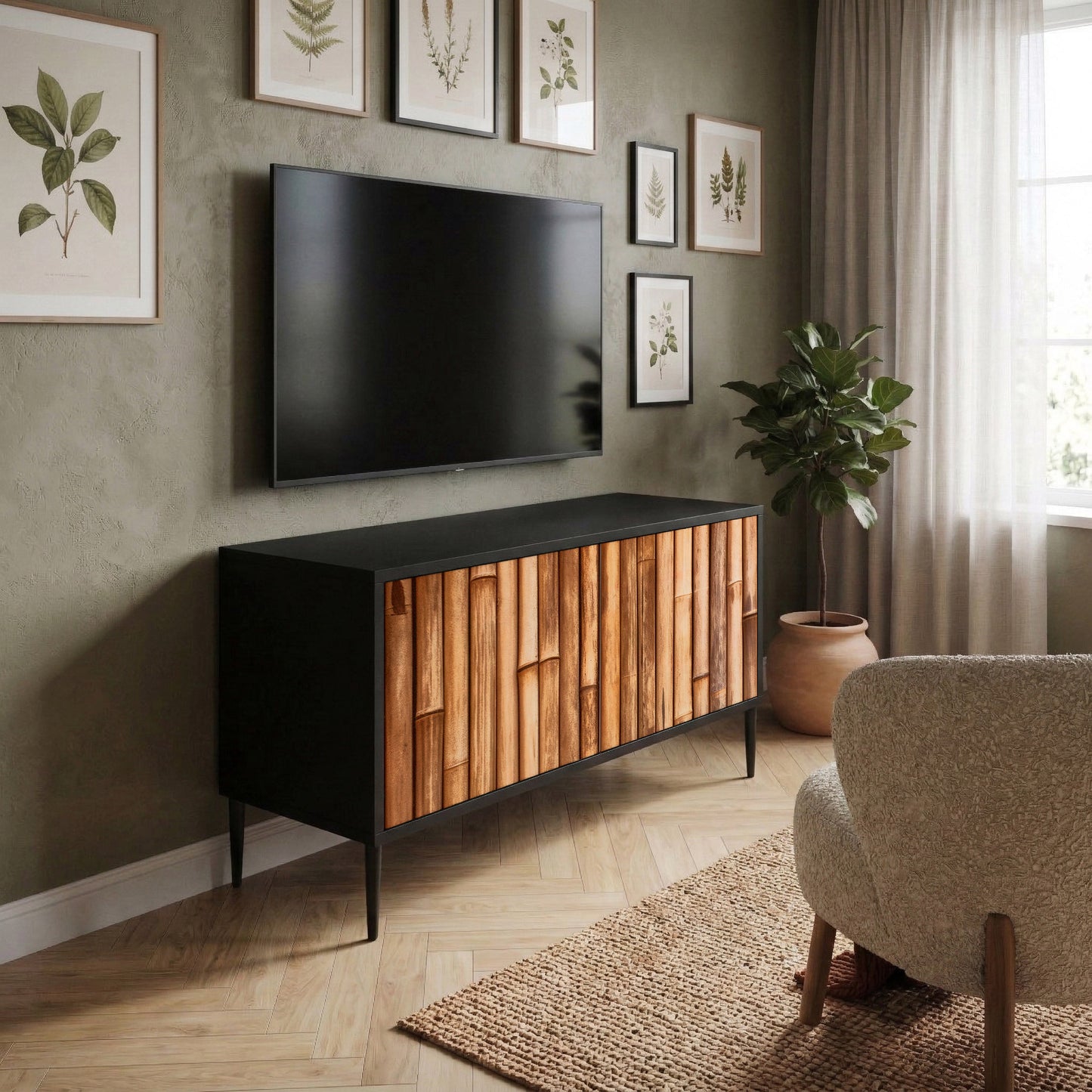 NATURAL WOOD Mobile TV Compatto a 2 Ante