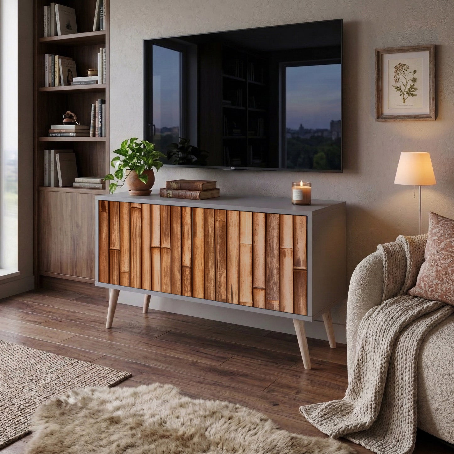 NATURAL WOOD Mobile TV Compatto a 2 Ante