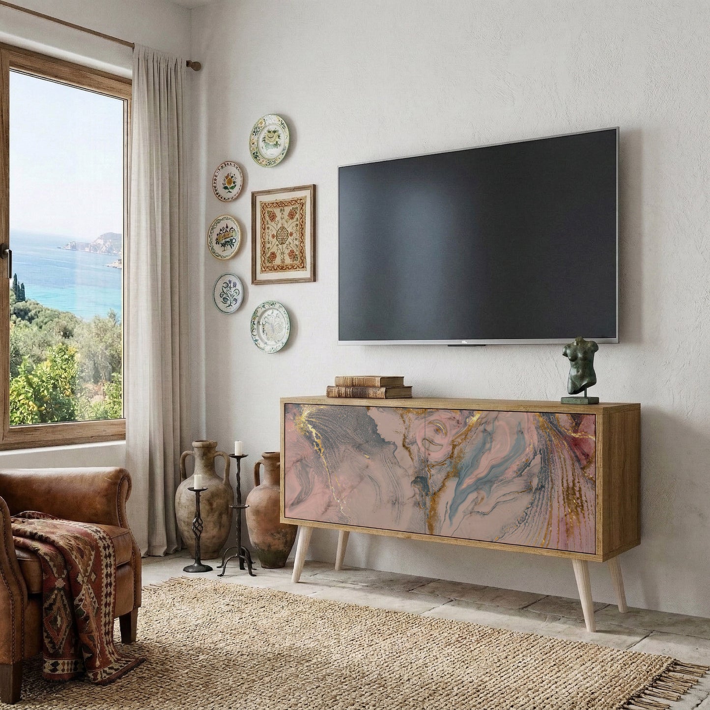 GILDED SWIRLS Mobile TV Compatto a 2 Ante