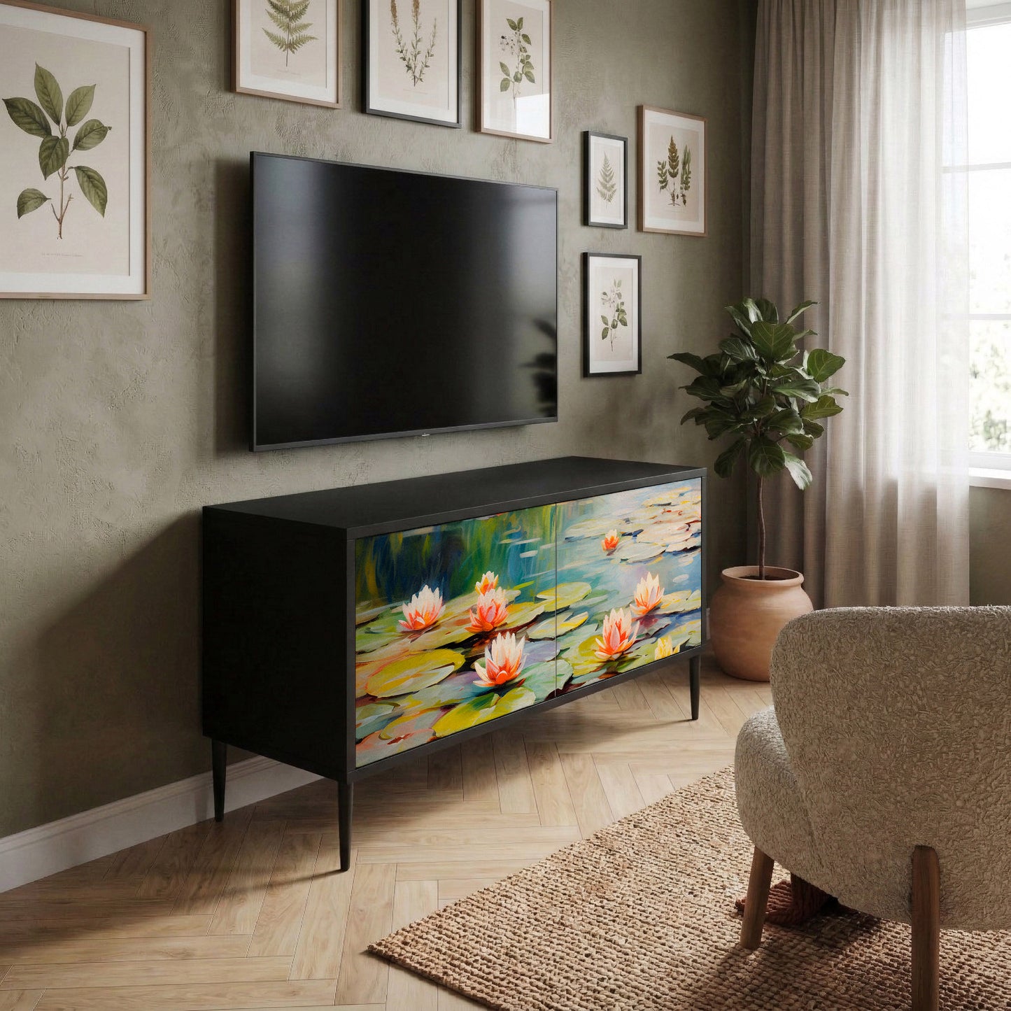 BLOOMING WATERS Mobile TV Compatto a 2 Ante