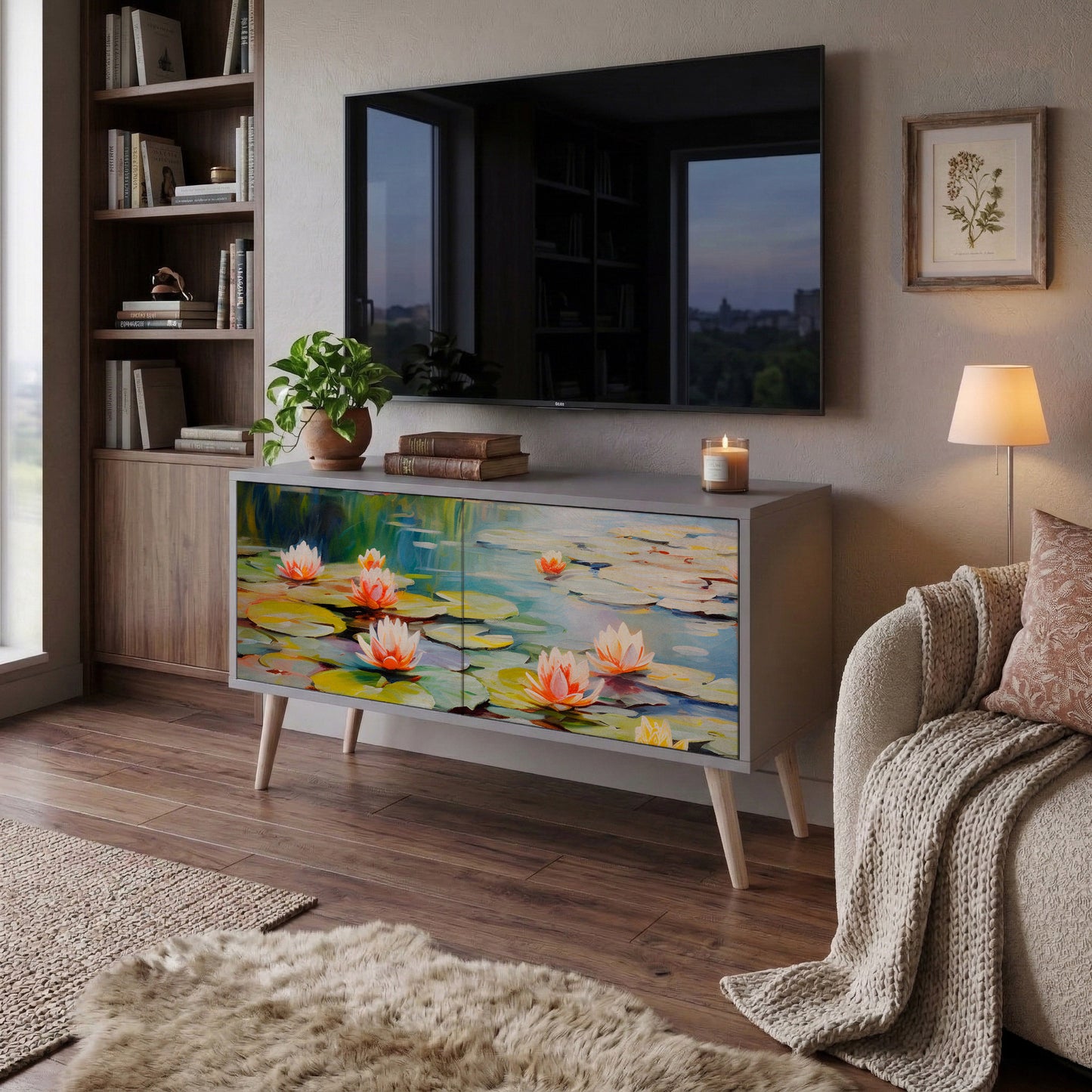 BLOOMING WATERS Mobile TV Compatto a 2 Ante