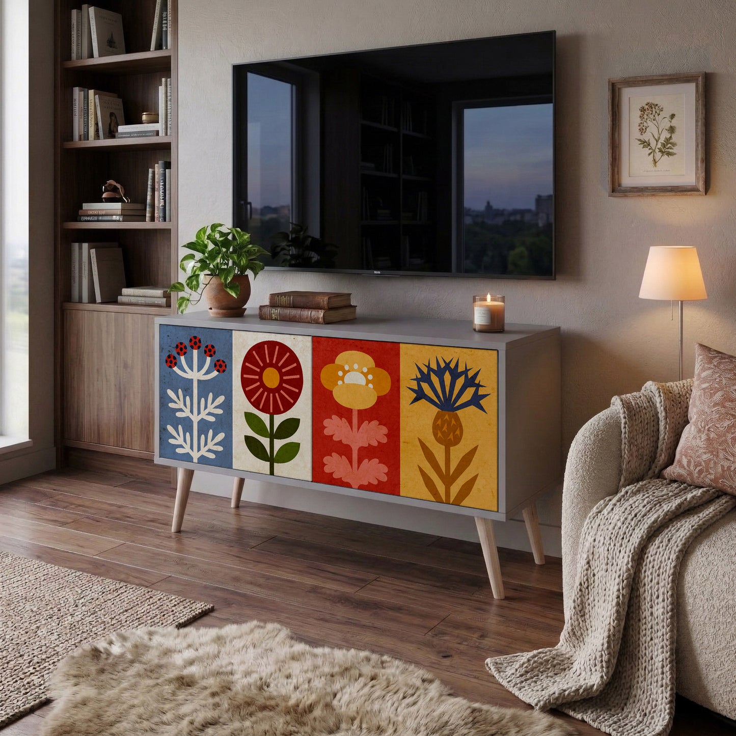 SCANDIC FLOWERET Mobile TV Compatto a 2 Ante