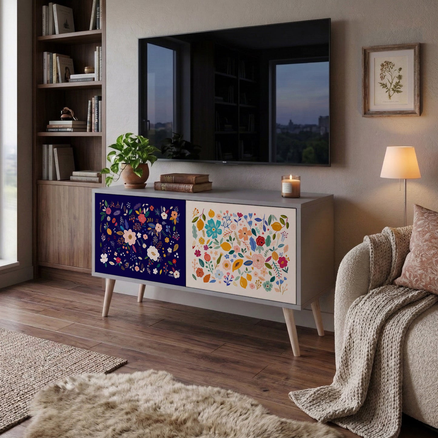 FLORAL COMBINATION Mobile TV Compatto a 2 Ante