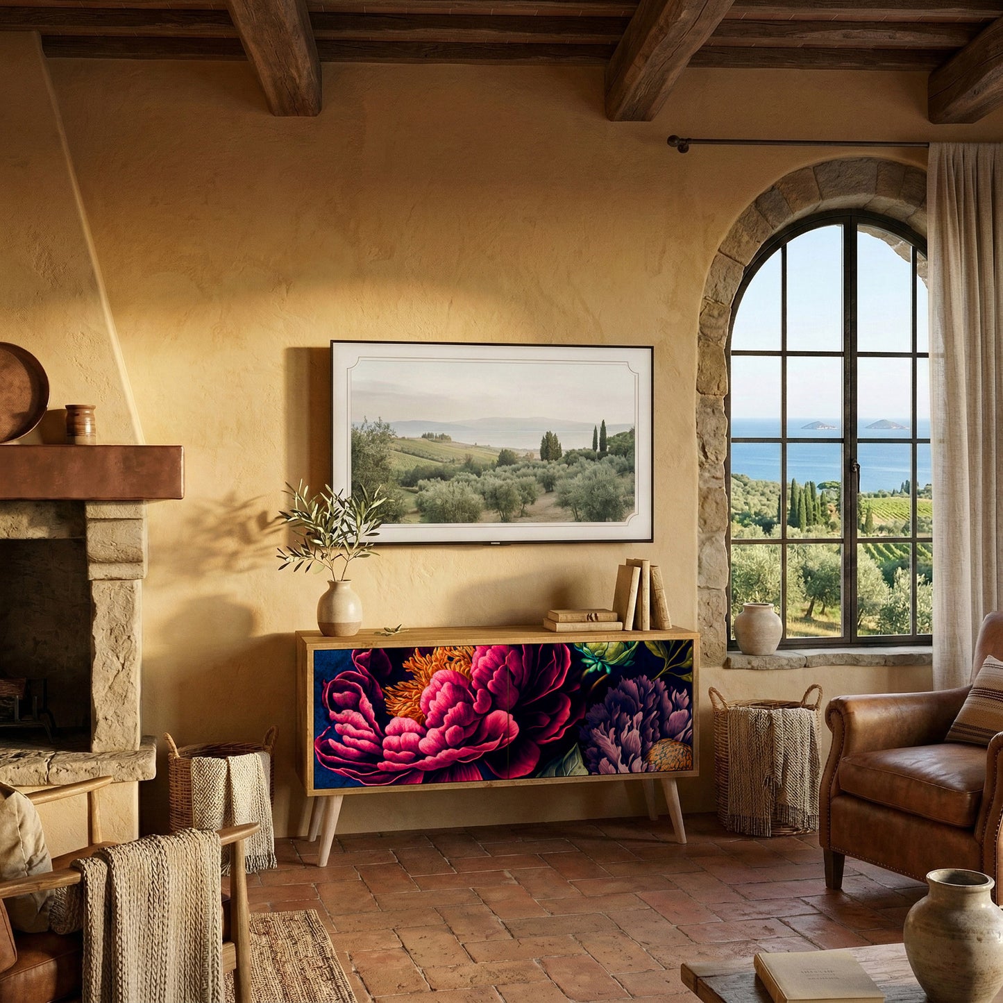 BLOOMING ELEGANCE Mobile TV Compatto a 2 Ante