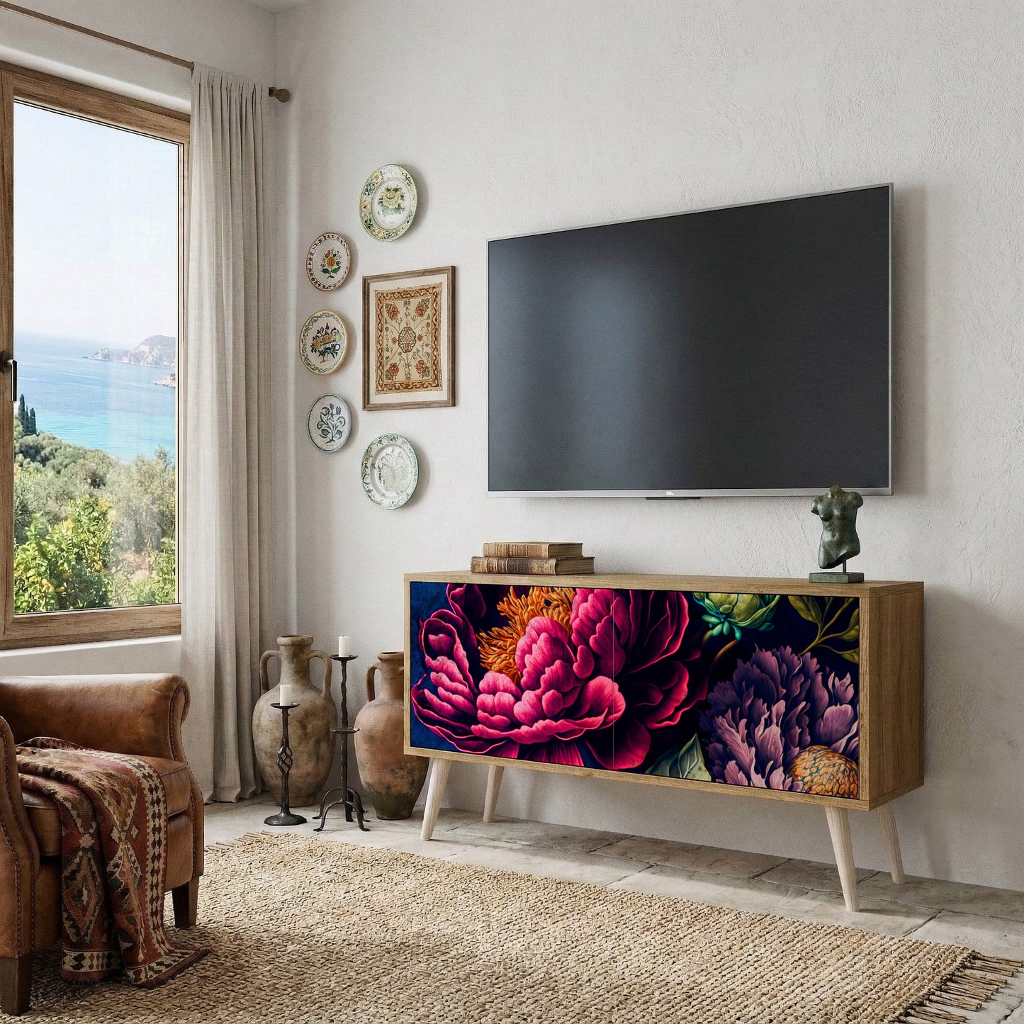 BLOOMING ELEGANCE Mobile TV Compatto a 2 Ante