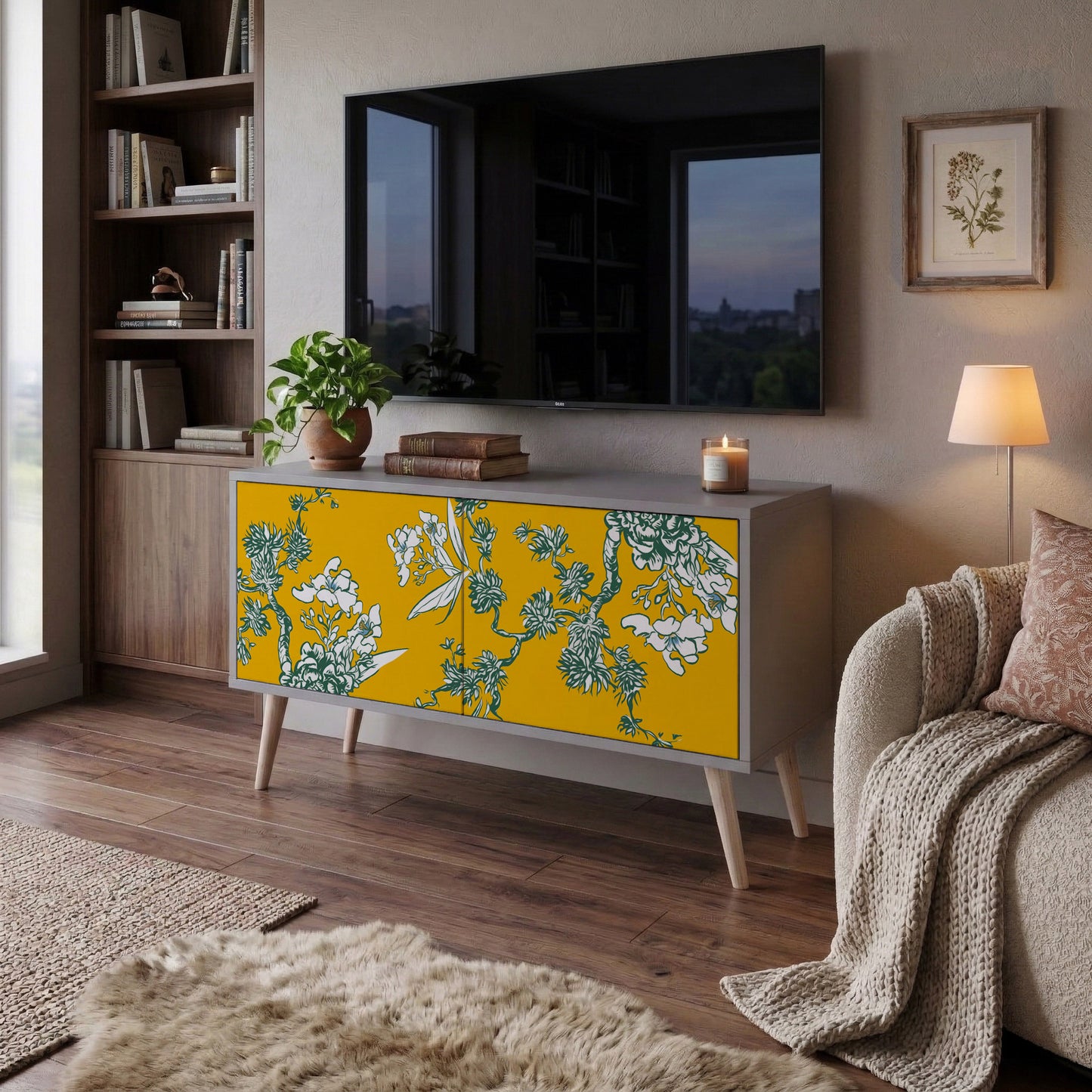 YELLOW CHINOISERIE Mobile TV Compatto a 2 Ante