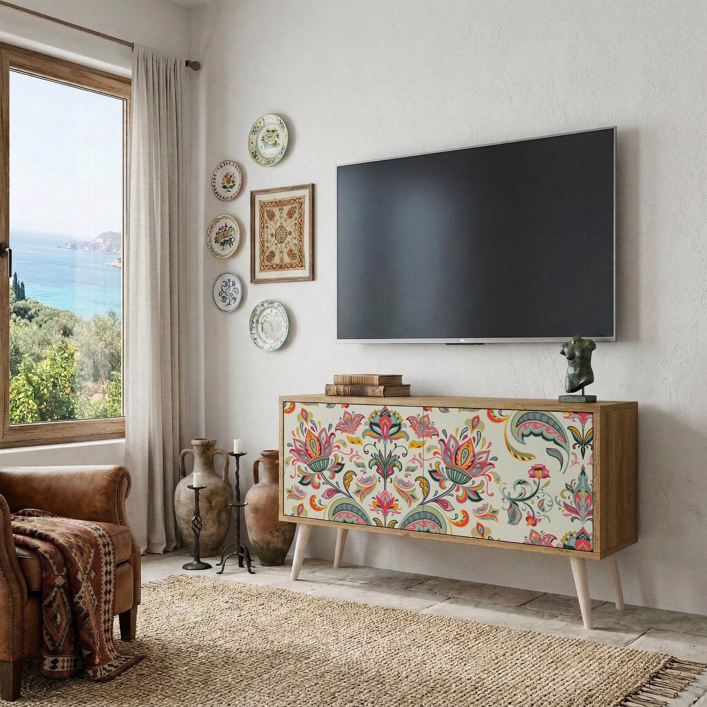ORGANIC FOLKLORE Mobile TV Compatto a 2 Ante