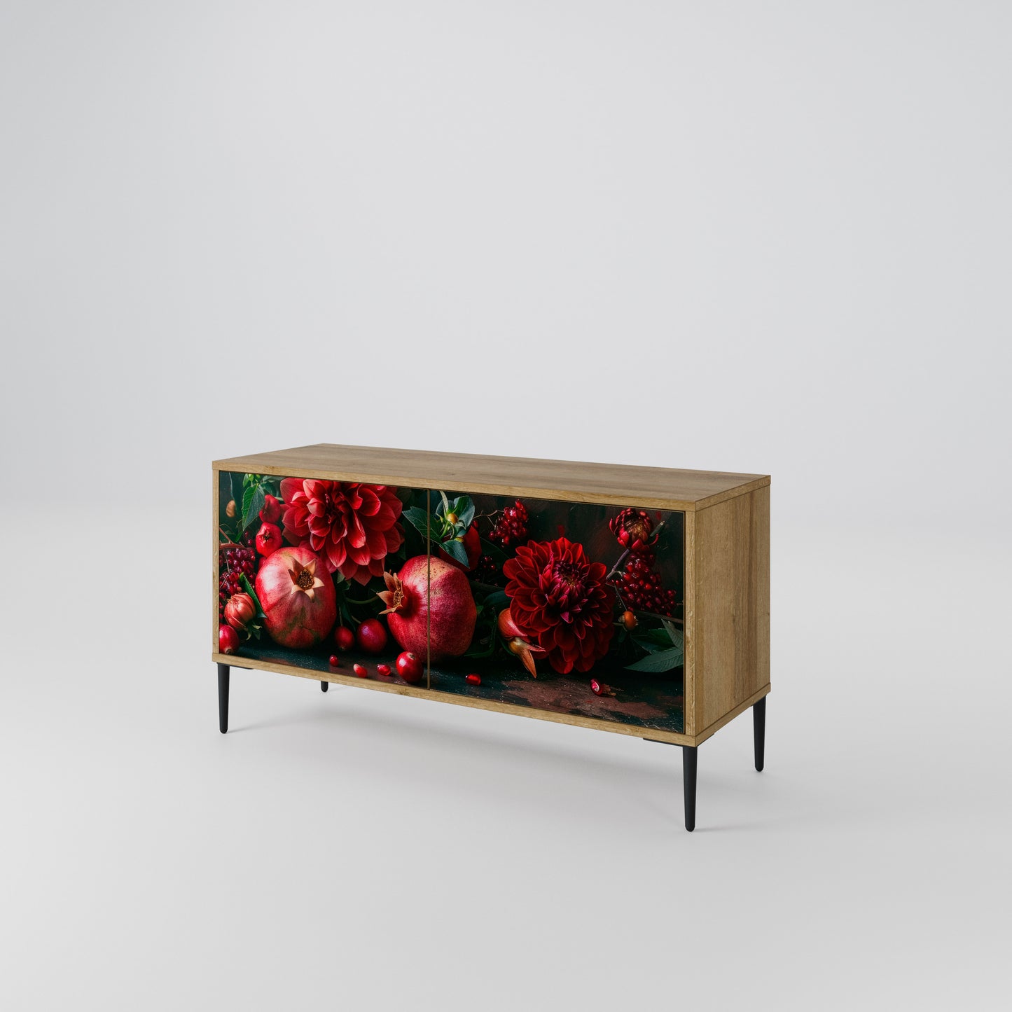 DAHLIAS AND POMEGRANATES Compact 2-Door TV Cabinet