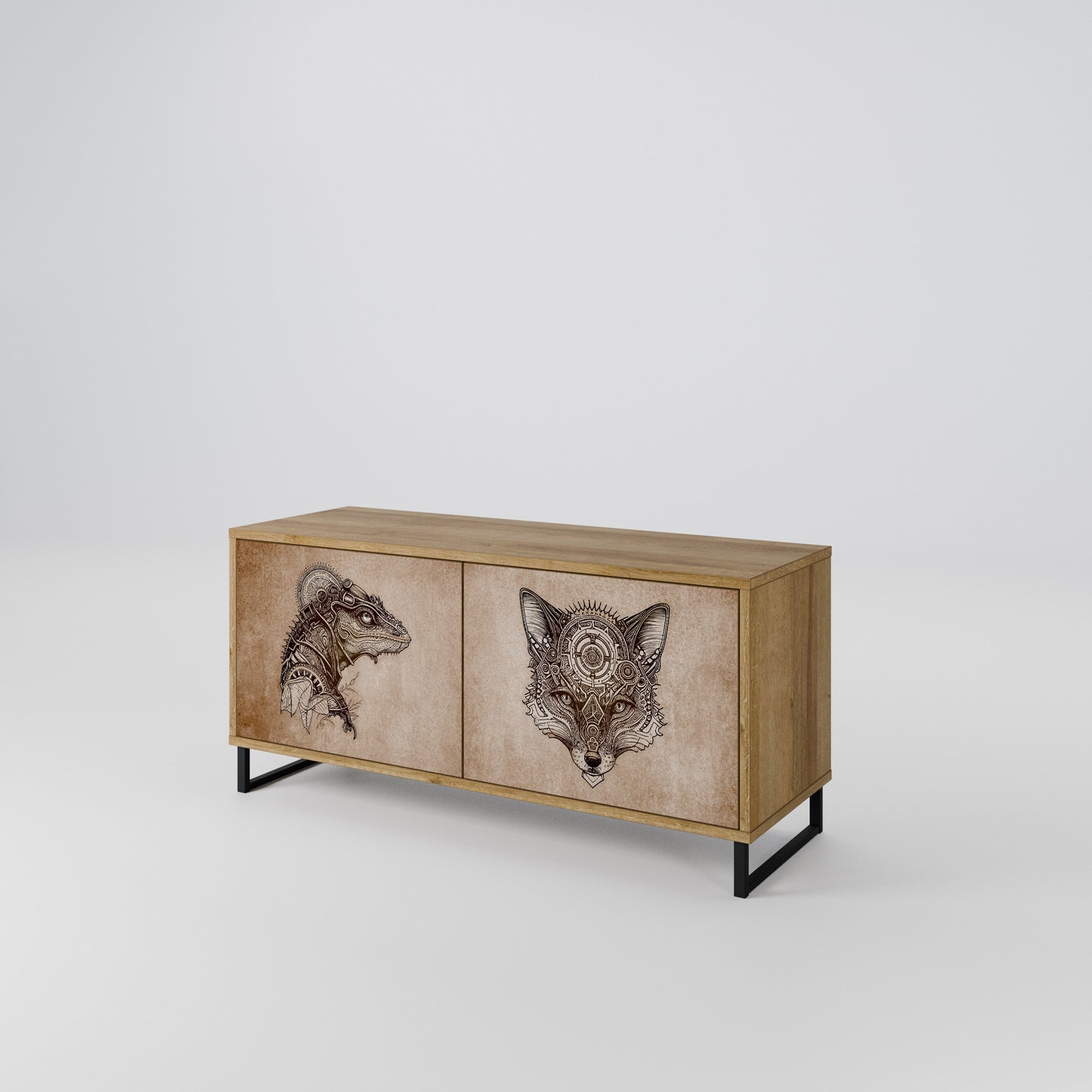 STEAMPUNK CLAN Compact 2-Door TV Cabinet