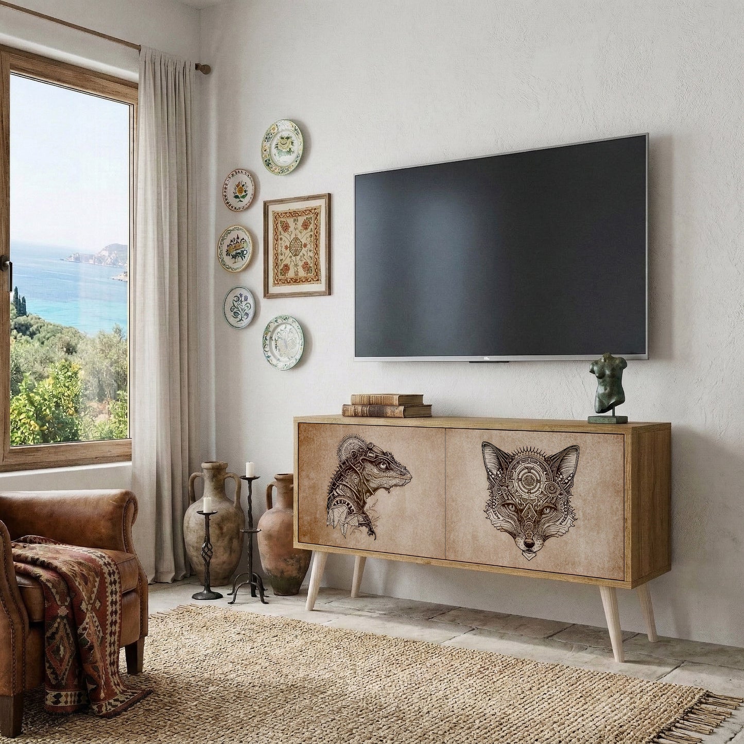 STEAMPUNK CLAN Mobile TV Compatto a 2 Ante