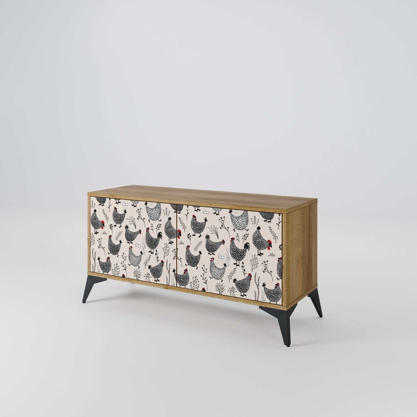 HAPPY HENS Compact 2-Door TV Cabinet