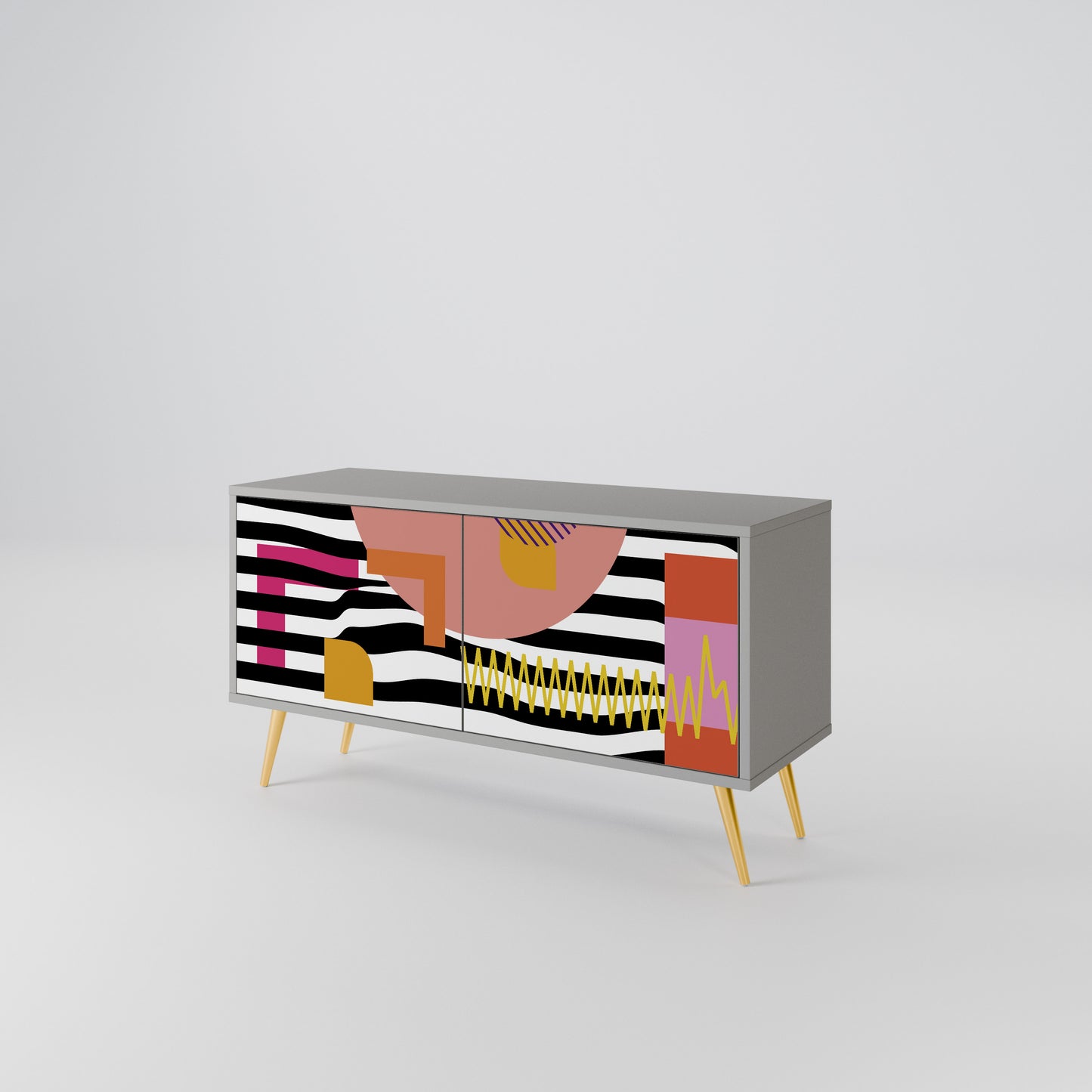 CHROMATIC ABSTRACT Compact 2-Door TV Cabinet