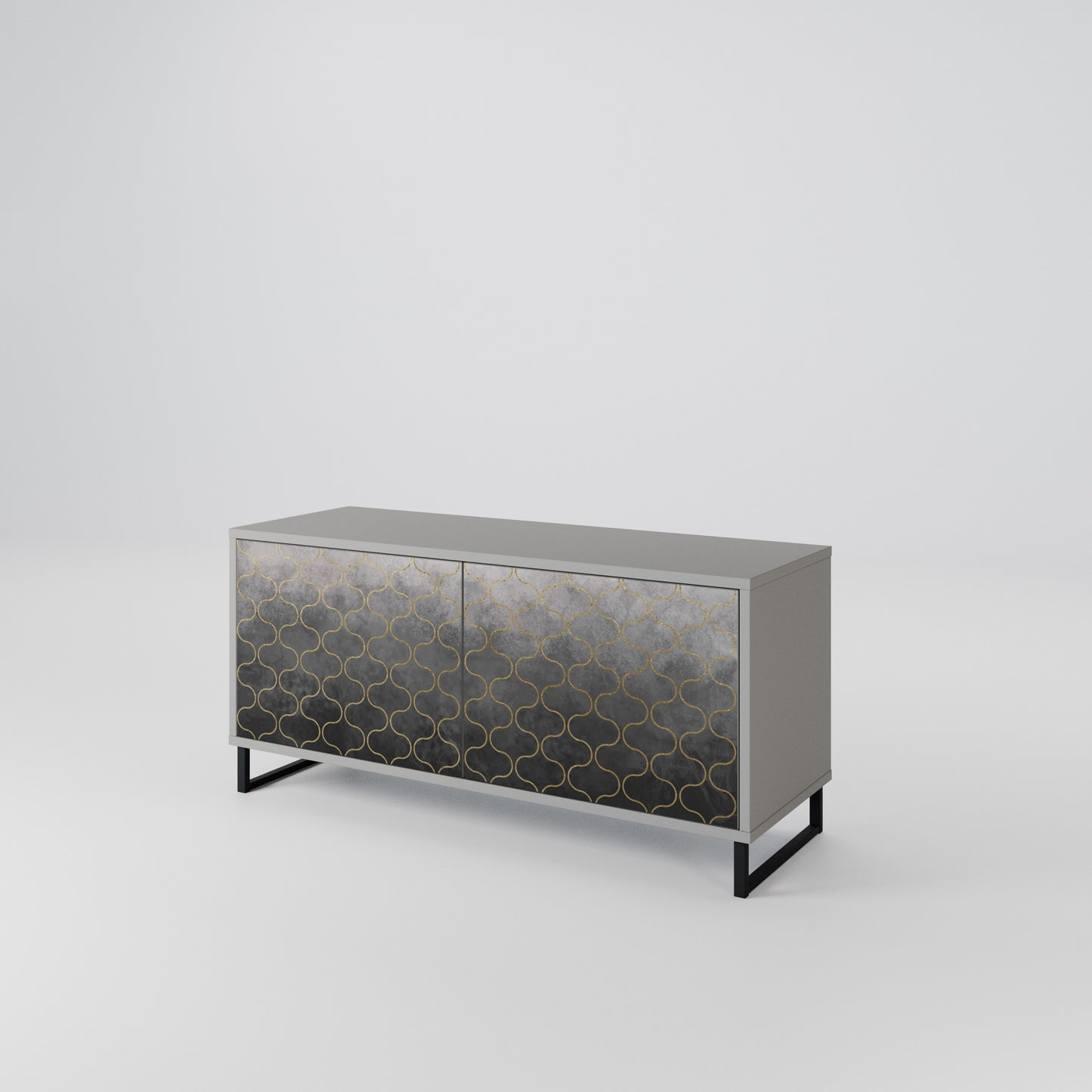 TESSELATED GRAYISH Compact 2-Door TV Cabinet