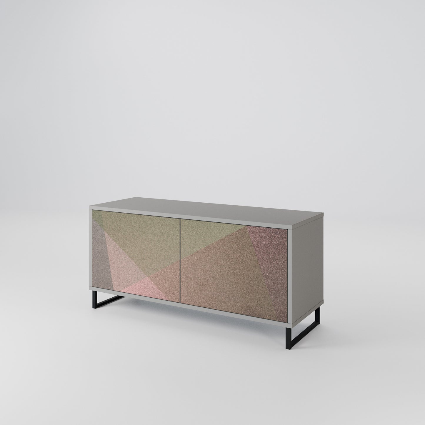 BEIGE GEOMETRY Mobile TV Compatto a 2 Ante