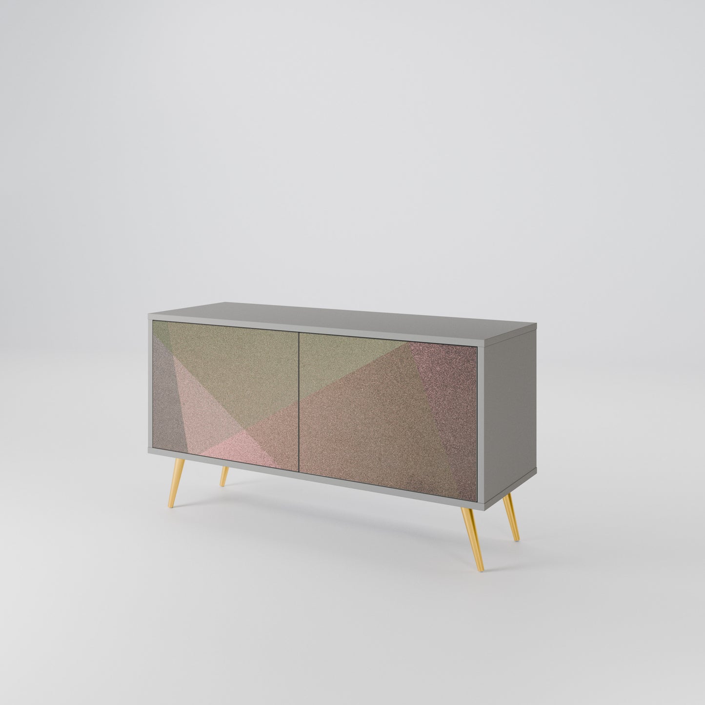 BEIGE GEOMETRY Mobile TV Compatto a 2 Ante