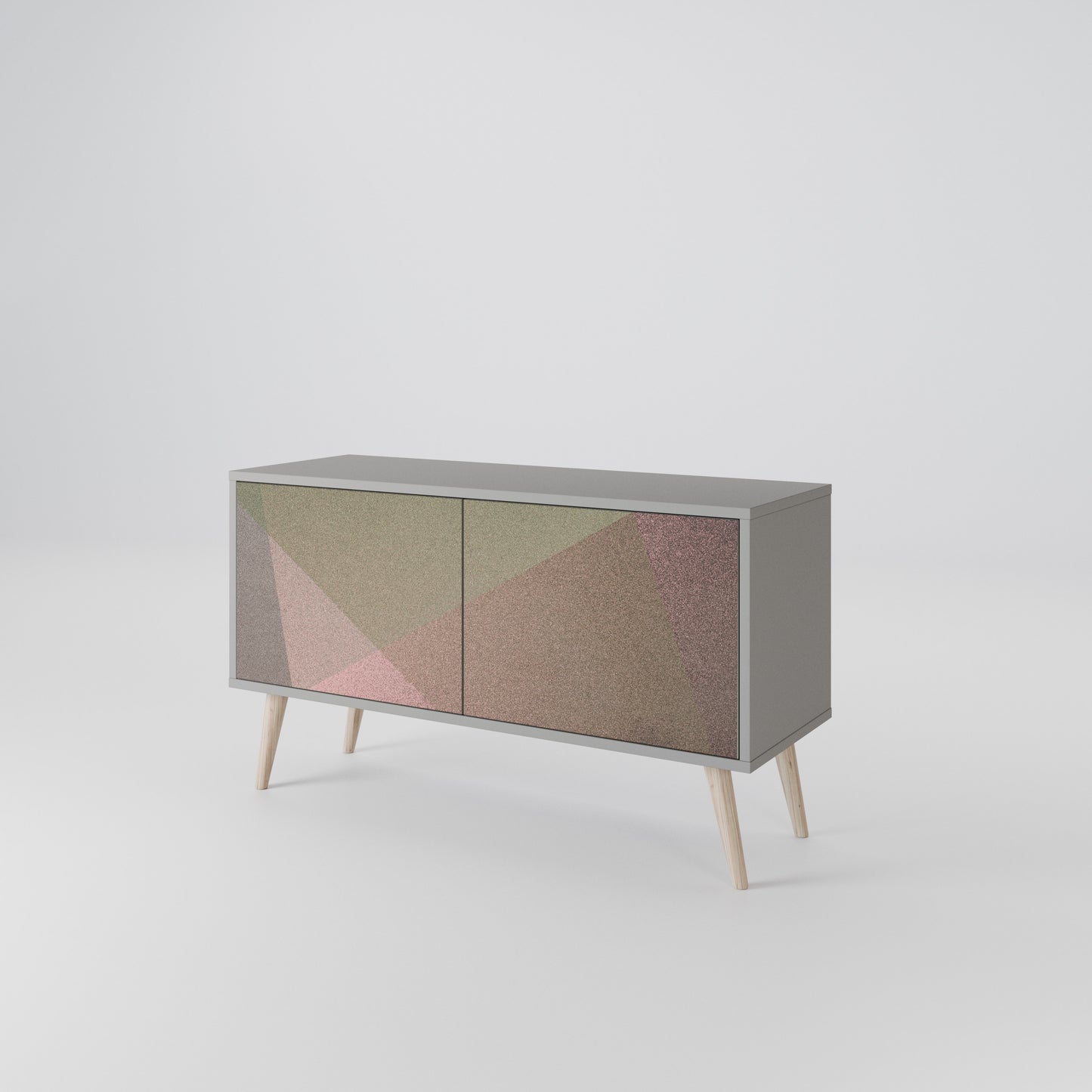 BEIGE GEOMETRY Mobile TV Compatto a 2 Ante