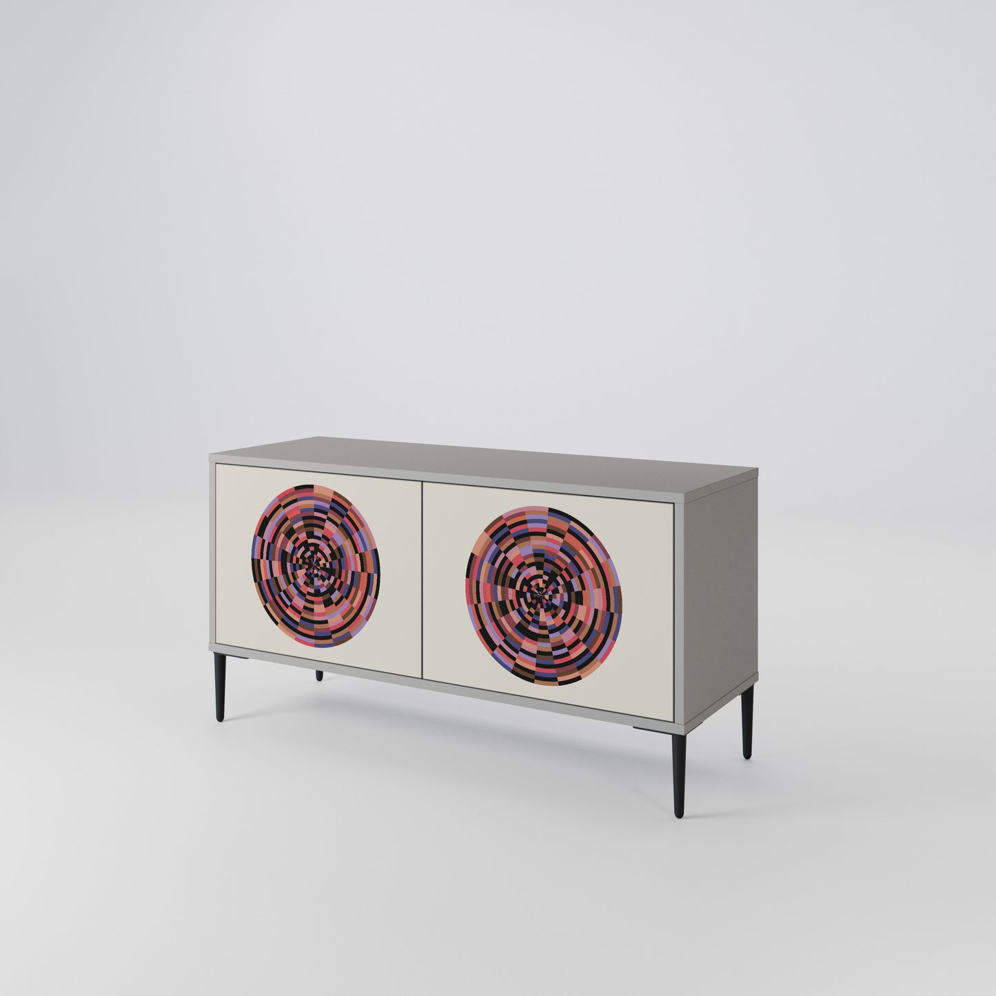 BROWN CIRCLES Compact 2-Door TV Cabinet